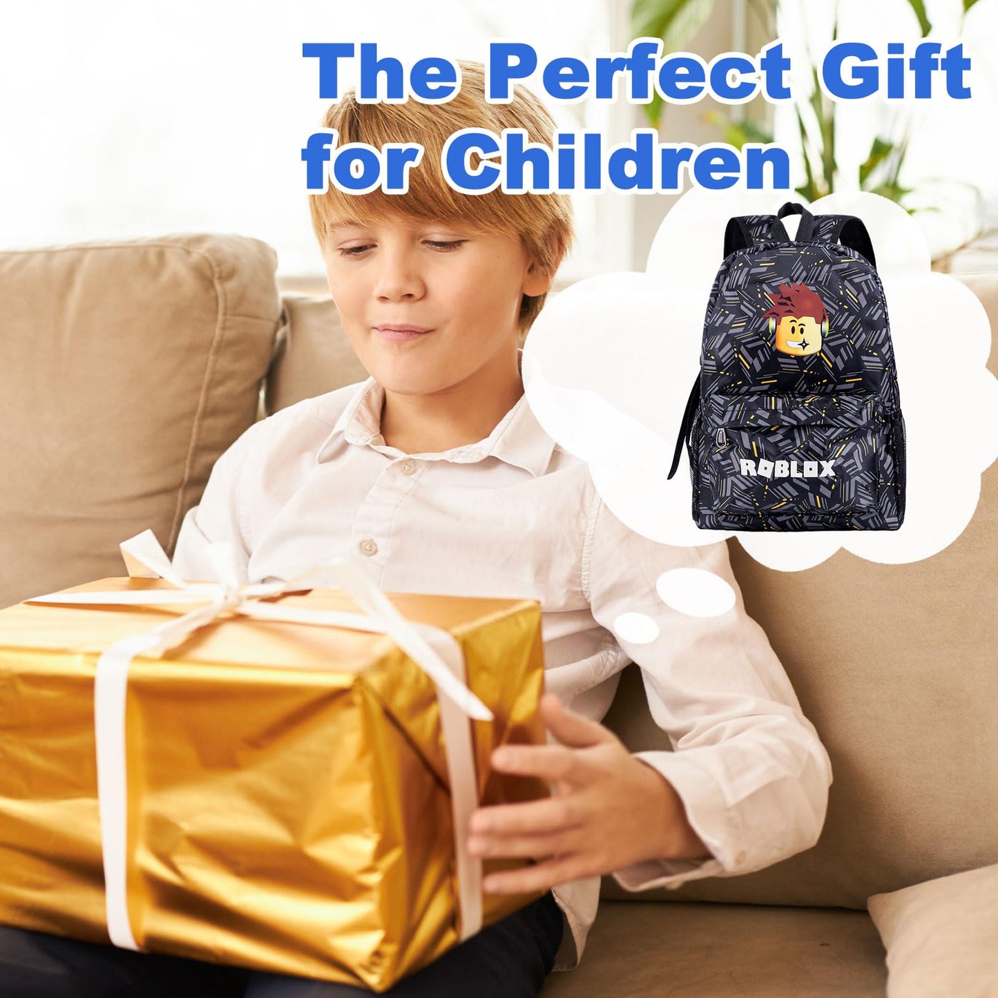 yumcute De-mn Backpack Kids, Teen Game School Bags, Children Primary Schoolbag, Children's School Backpack, 17 Inch Large Capacity Travel Rucksack Waterproof Boys Girls Book Bags for Aged 3-12 Years