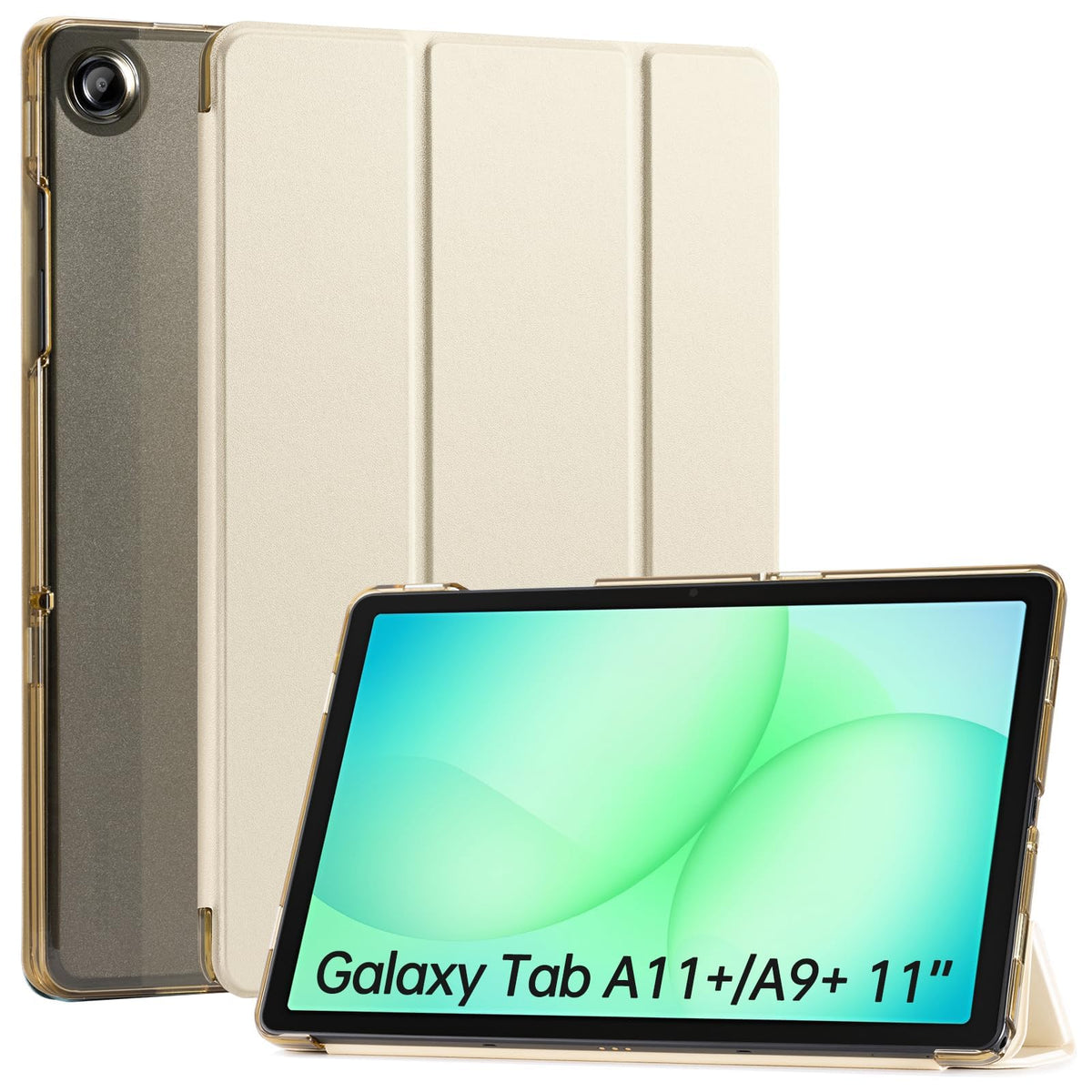 CoBak Case for Samsung Galaxy Tab A11+ Plus 11 Inch 2025/A9+ Plus 2023 - PU Leather Smart Cover with Auto Sleep/Wake for Tab A11+, Translucent Hard Shell, Multi-Viewing Angles, Green Pattern