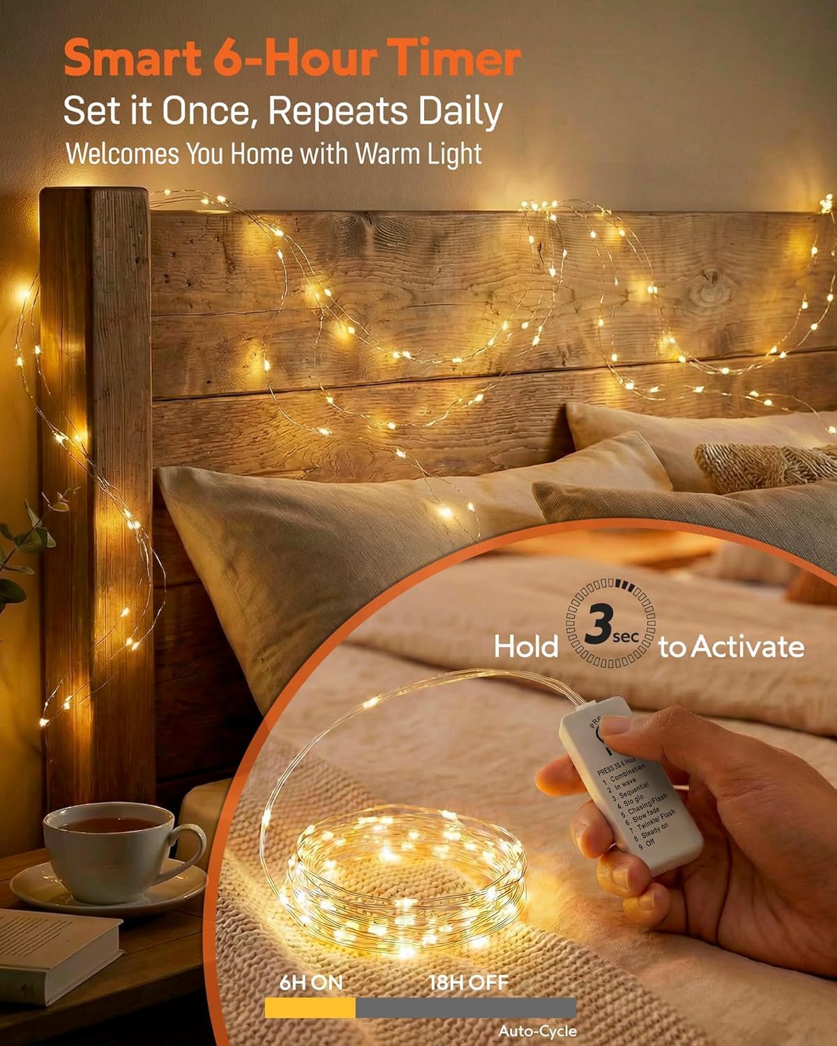 HXWEIYE 3 Pack USB Rechargeable Fairy Lights, 7ft 20 LED, 8 Modes & Timer