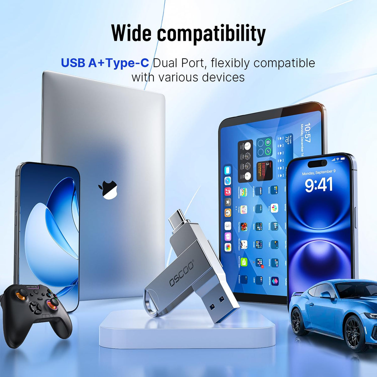 32GB USB Flash Drive, USB 3.1 Gen 1 Dual USB-C & USB-A Memory Stick, Portable Thumb Drive for iPhone 16/17/18, Mac, Android Phones, Tablets, Laptops, Mac, Windows – Photo & Video Backup
