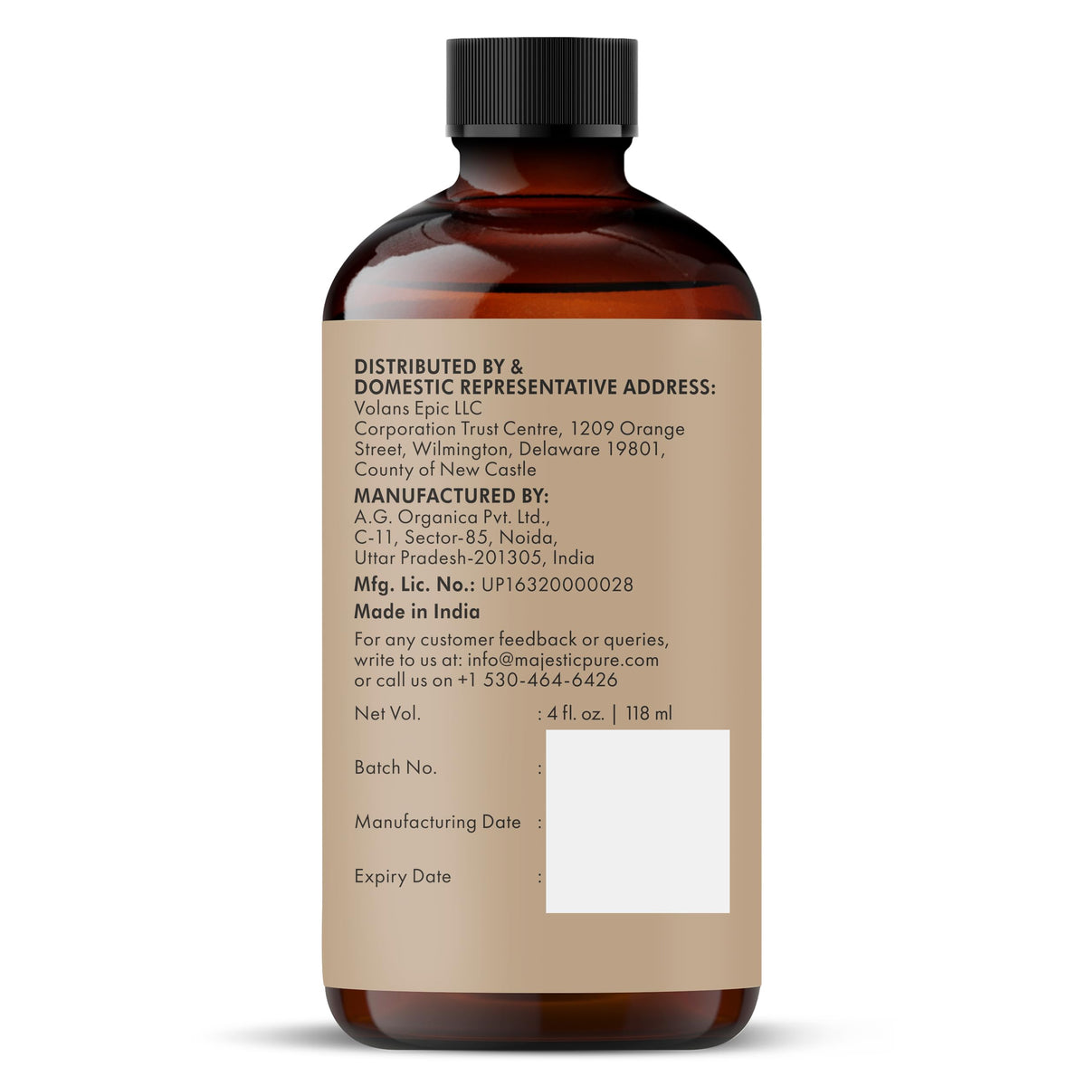 Majestic Pure Vitamin E Oil 100% Pure and Natural Oil - 236 ml
