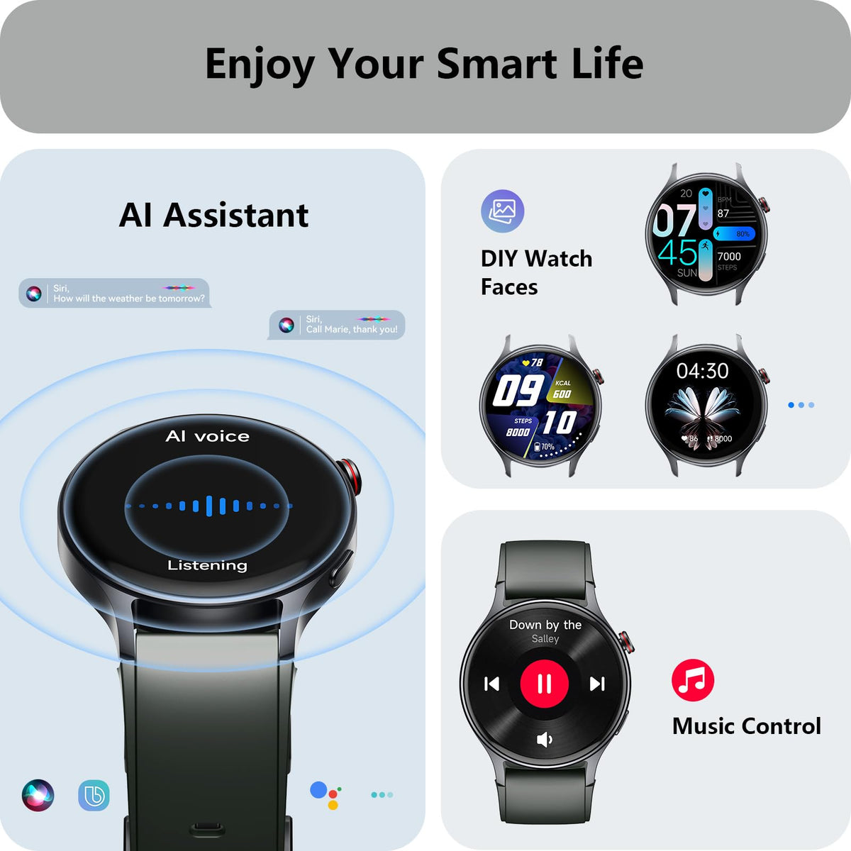 Smart Watch for Women, Answer/Make Call, 1.32'' AMOLED Ultra-Clear Screen Fitness Trackers with Heart Rate/Sleep/SpO2 Monitor, Smartwatch for iPhone/Samsung/Android, 110+ Sport Modes, 3ATM Waterproof
