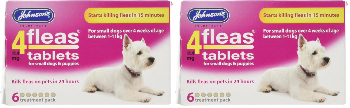 Johnsons Veterinary Products 4Fleas Tablets for Puppies and Small Dogs Treatment Pack, 6 Count (Pack of 1)