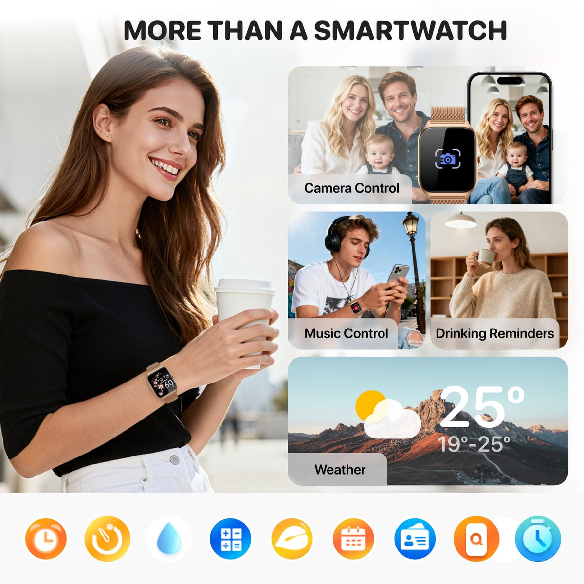 Smart Watch for Women Men - Answer/Make Call, Fitness Tracker Smartwatch for Android iPhone Compatible, Sleep Female Cycle, 120+ Sports Modes Step Counter (Blue, 2 Straps)