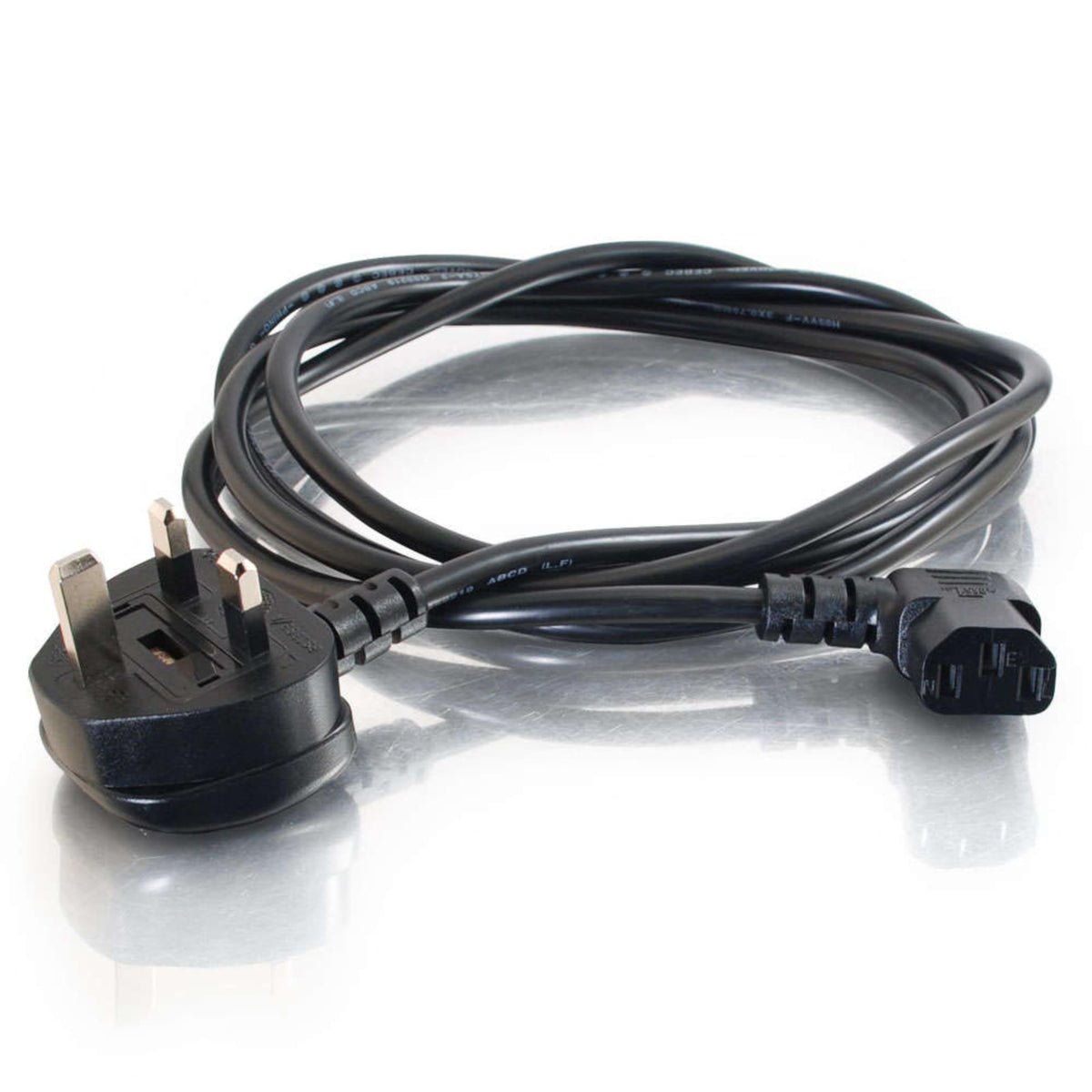 C2G C2G82037 10 Metre 17 AWG 90 degree power cable (IEC320C13R to BS1363) Right Angle Kettle lead, Black