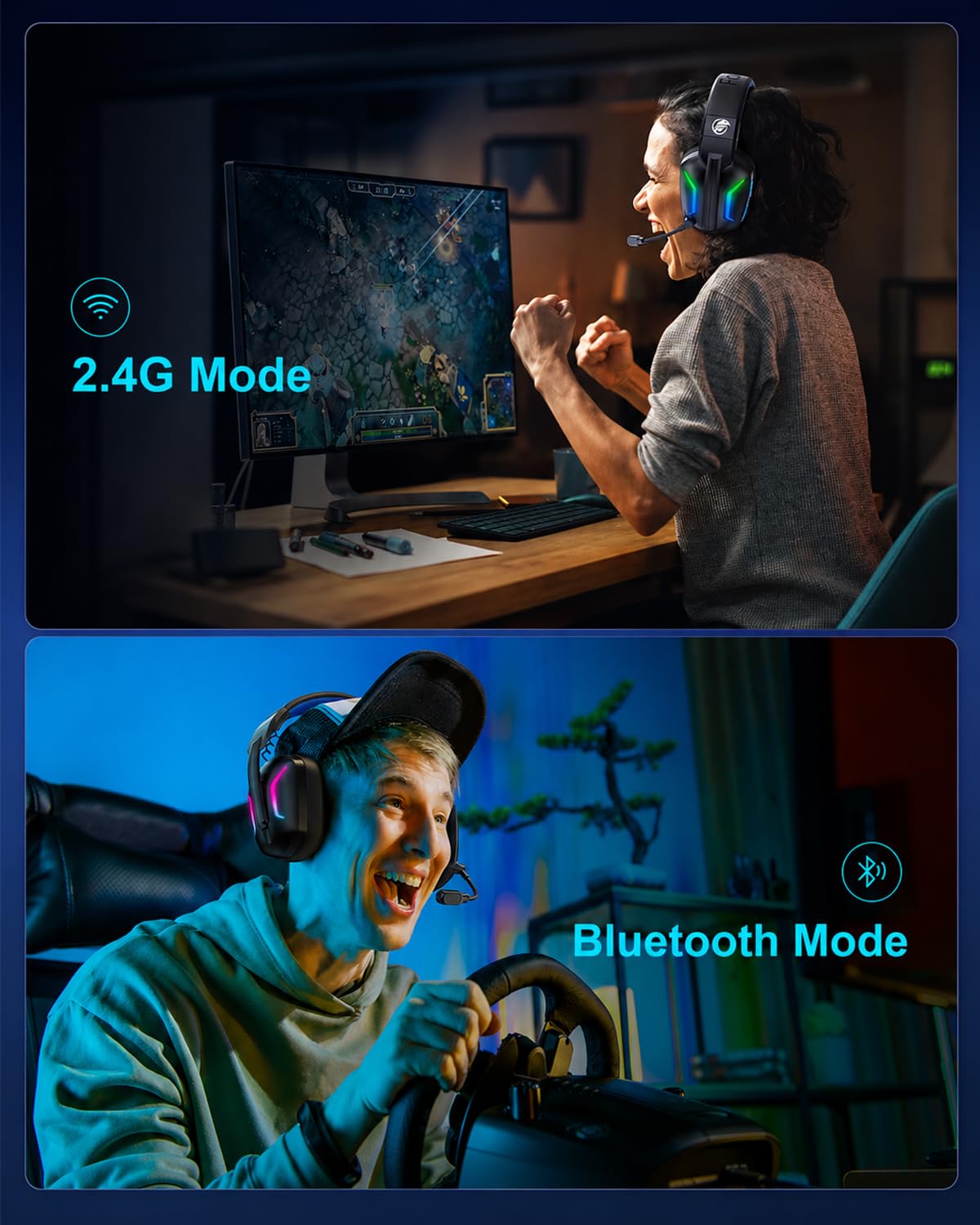 Fachixy Wireless Gaming Headset for PS5, PS4, PC, Switch & Mac