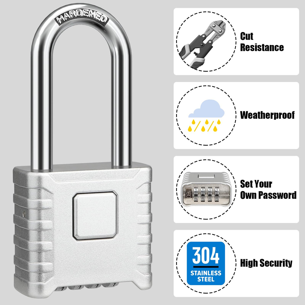 Diyife Large Heavy Duty Combination Padlocks Outdoor, 52mm Weatherproof