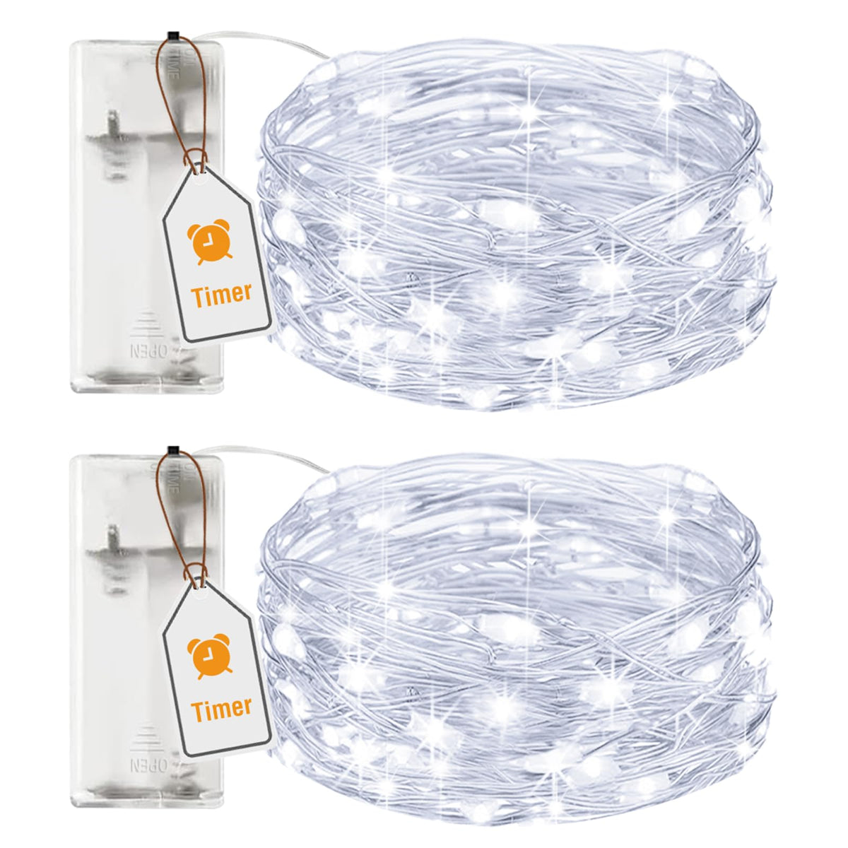 btfarm 2 Pack Halloween Orange Fairy Lights Battery Operated with Timer