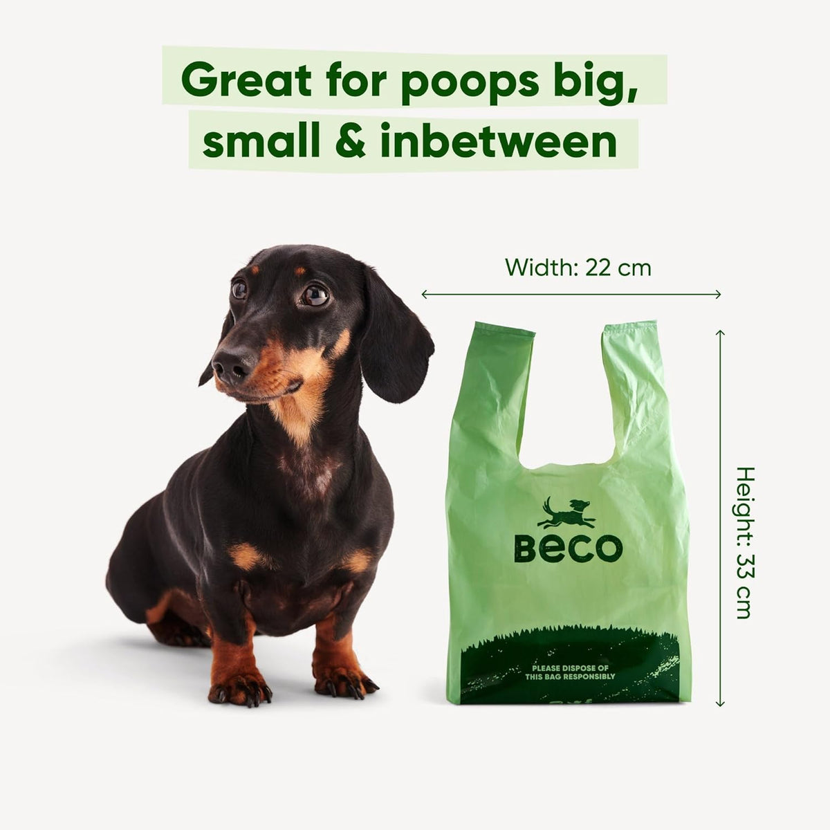 Beco Dog Poo Bags, 94% Recycled Plastic, Unscented Tie Handles, 120 Bags