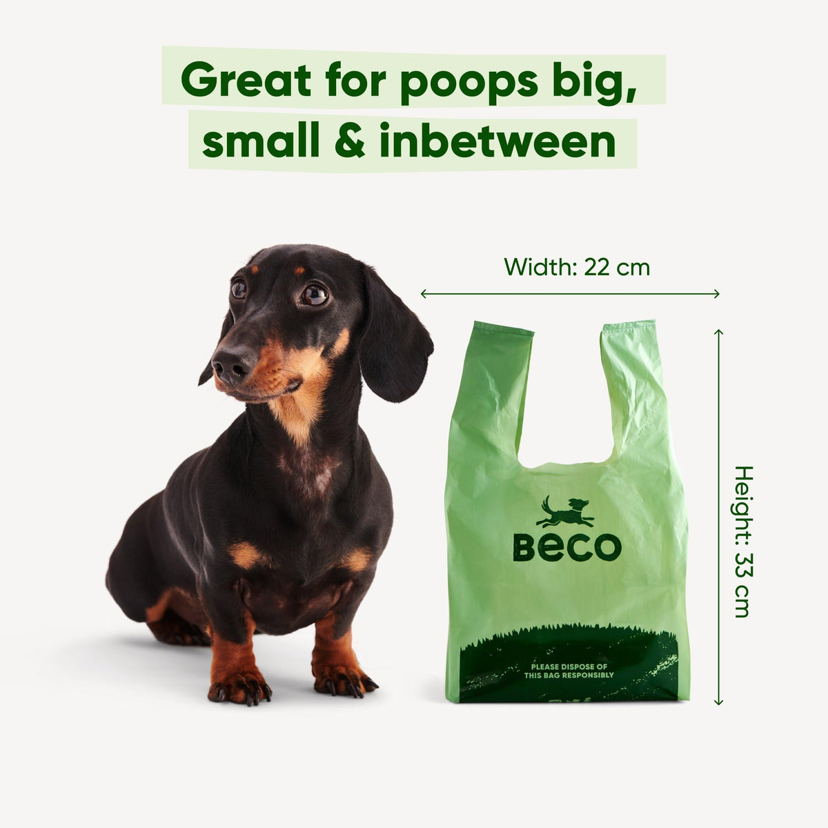 Beco Dog Poo Bags, 94% Recycled Plastic, Unscented Tie Handles, 120 Bags
