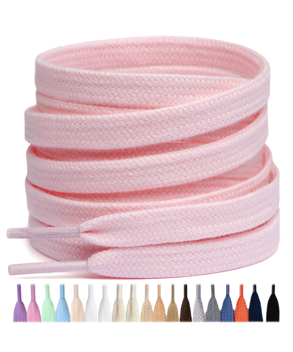 Stepace 2 Pairs Cotton Flat Shoe Laces 8mm Wide Shoelaces for Sneaker