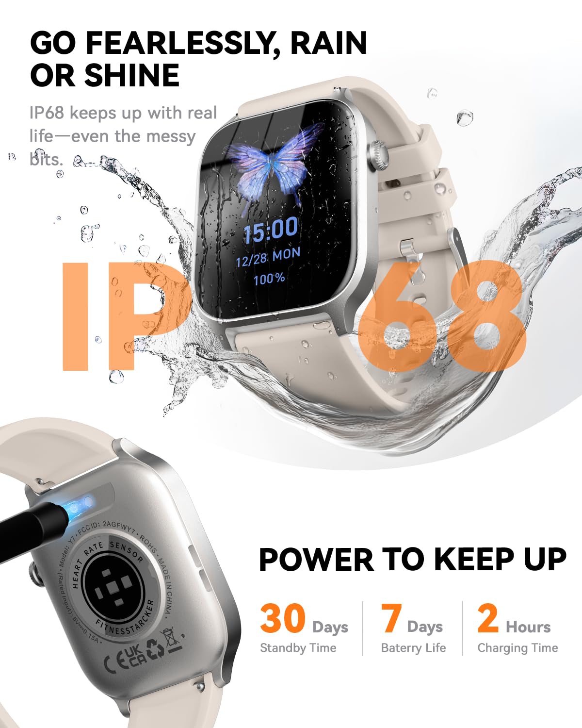 Smart Watch for Men Women- Answer/Make Call, 2024 IP68 Waterproof Fitness Tracker Watch with Sleep Step Counter Activity Smartwatch for Samsung Android iPhone iOS (Black-Blue, 1.83)