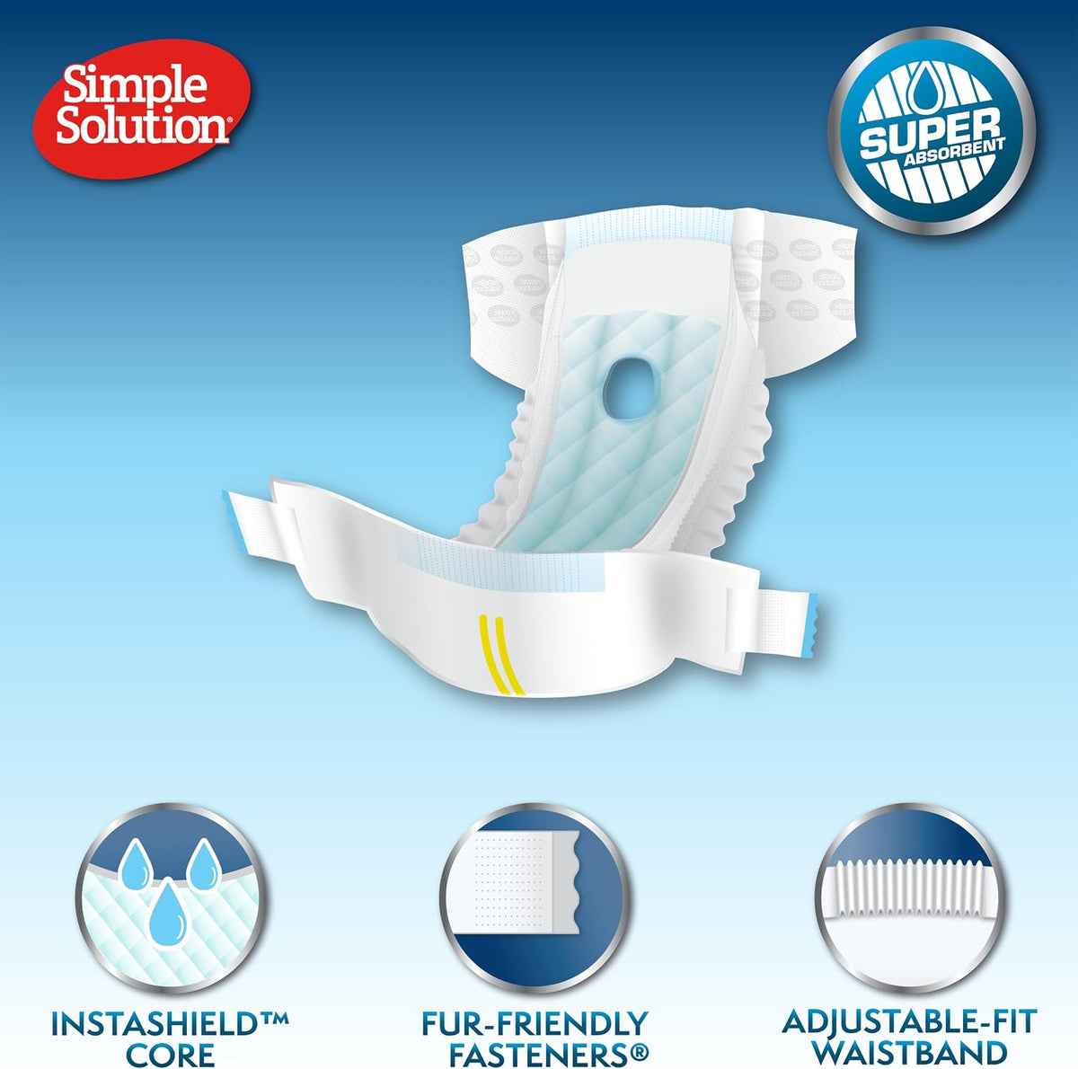Simple Solution Disposable Dog Diapers for Female Dogs, Super Absorbent Leak-Proof Fit with Wetness Indicator for Excitable Urination, Incontinence or Females in Heat - 12 Pack