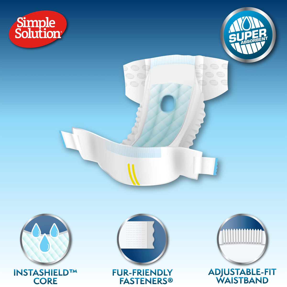 Simple Solution Disposable Dog Diapers for Female Dogs, Super Absorbent Leak-Proof Fit with Wetness Indicator for Excitable Urination, Incontinence or Females in Heat - 12 Pack