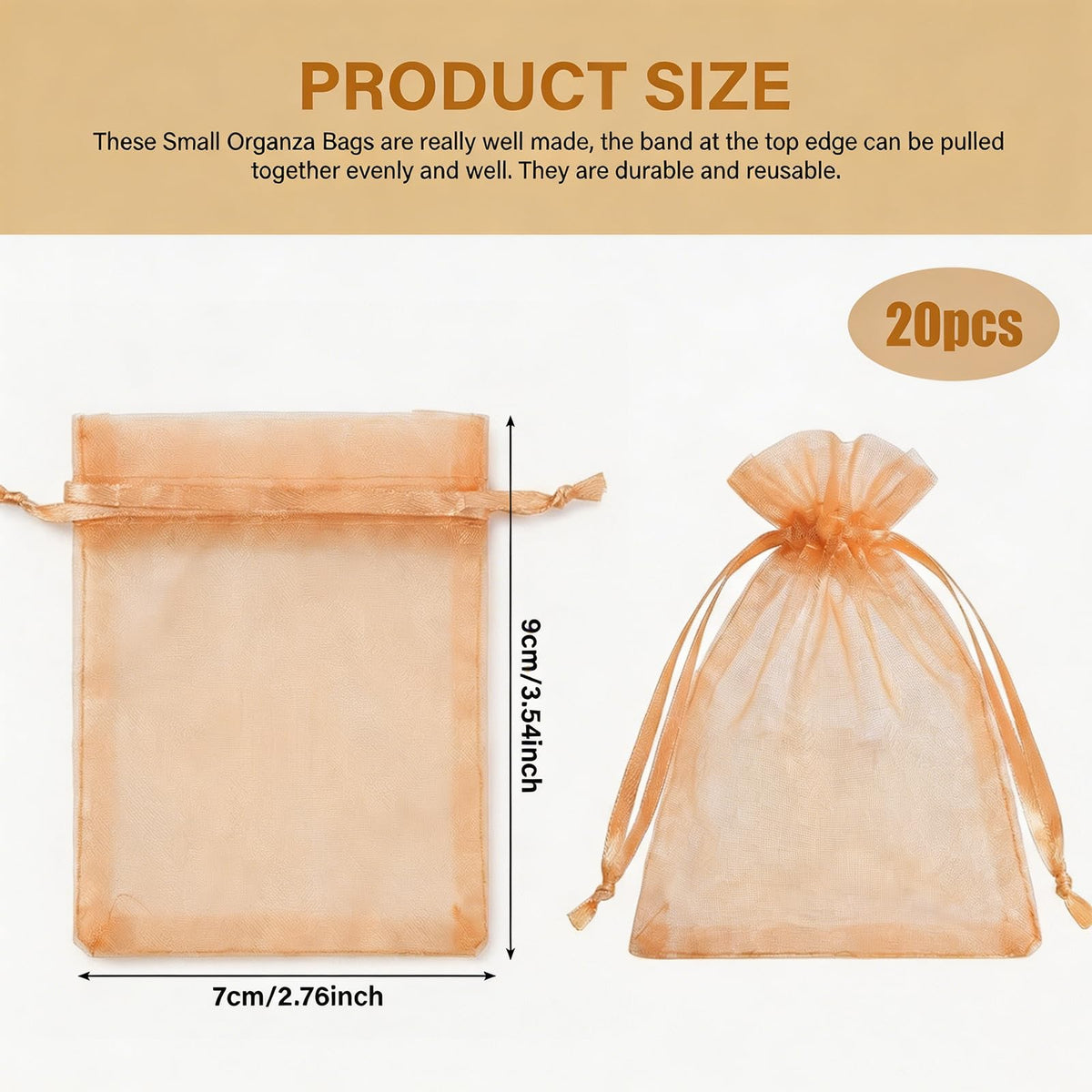 Lafefe 20Pcs Organza Gift Pouches, 7x9CM Clear Mesh Drawstring Pouches, Organza Gift Bags for Wedding Favours, Party, Festival, Candy and Game Favour Bags - Pink