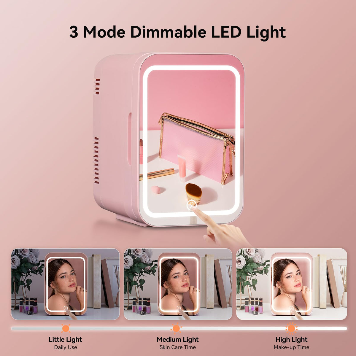 ARTETHYS Mini Fridge for Bedrooms, 8L Skincare Fridge with LED Mirror
