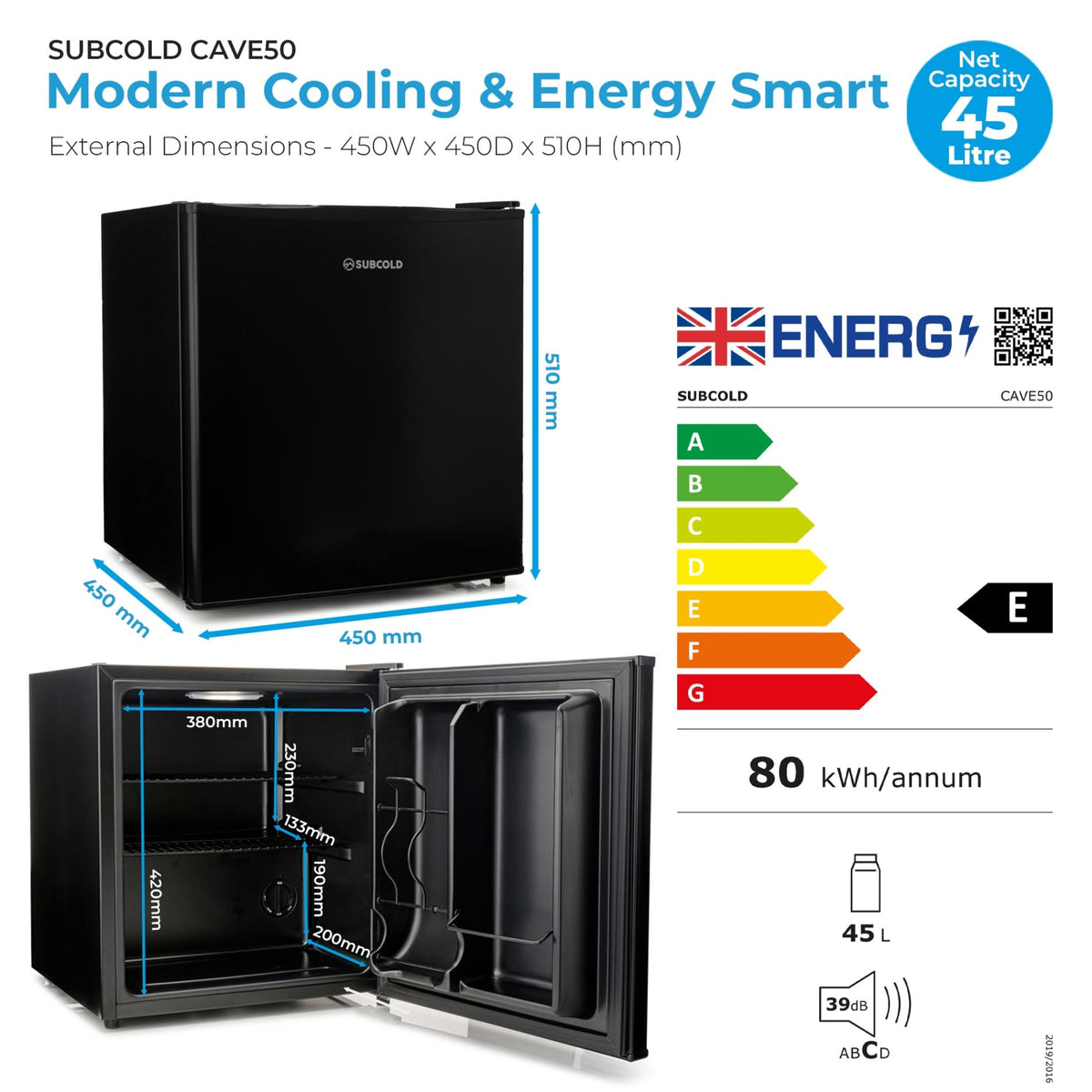 Subcold Cave35 Beer Fridge | 35L | 0-8°C | LED | Stainless Steel Door