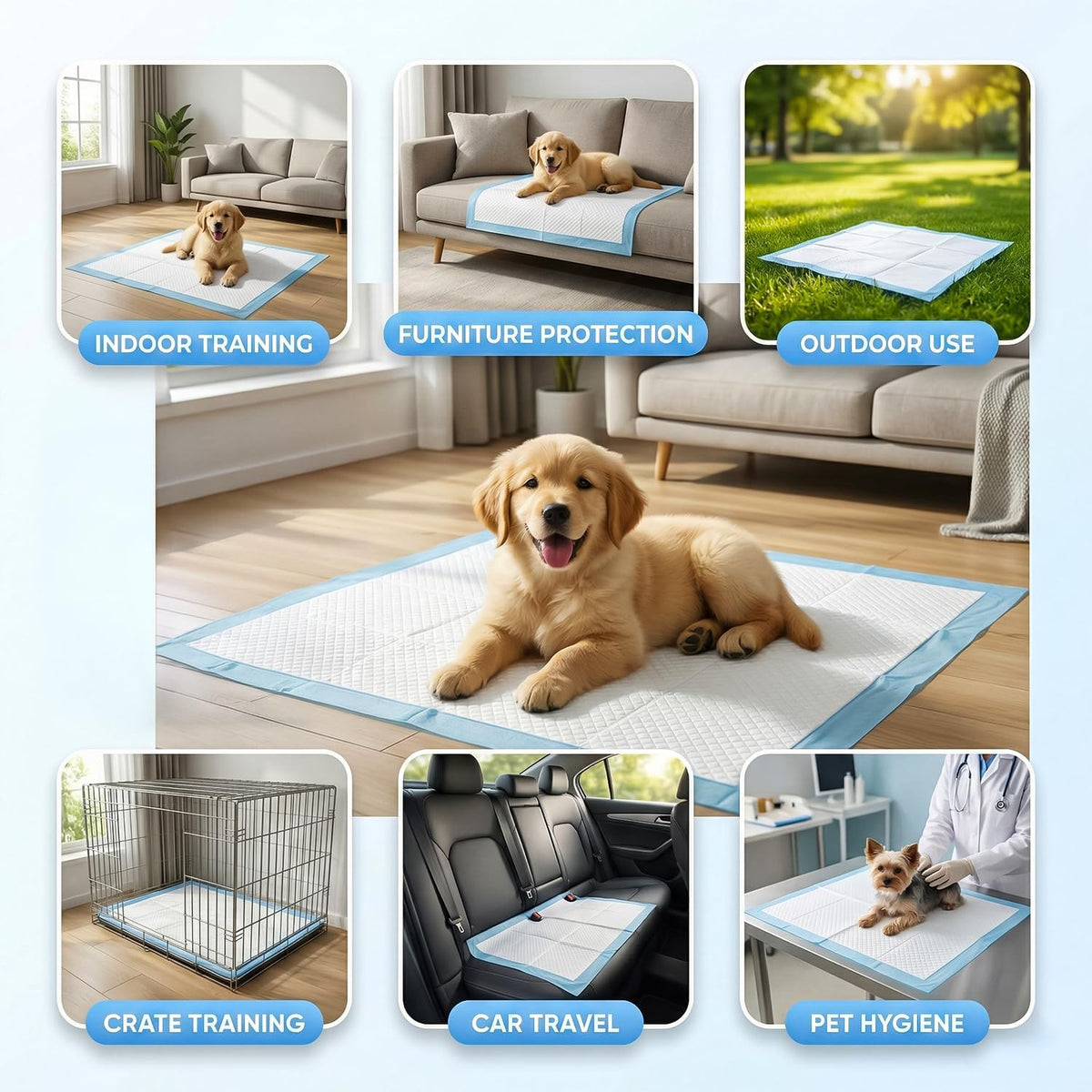 50 Pack Puppy Training Pads – 56x56cm Large Puppy Pads, Ultra-Absorbent & Leak-Proof 5-Layer Design Dog Mats for House Training, Incontinence & Pee Protection