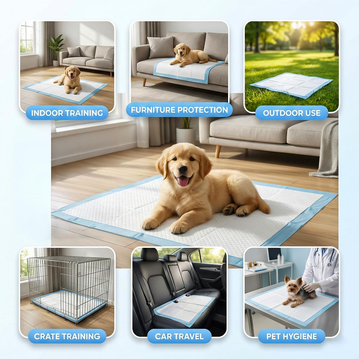 50 Pack Puppy Training Pads – 56x56cm Large Puppy Pads, Ultra-Absorbent & Leak-Proof 5-Layer Design Dog Mats for House Training, Incontinence & Pee Protection