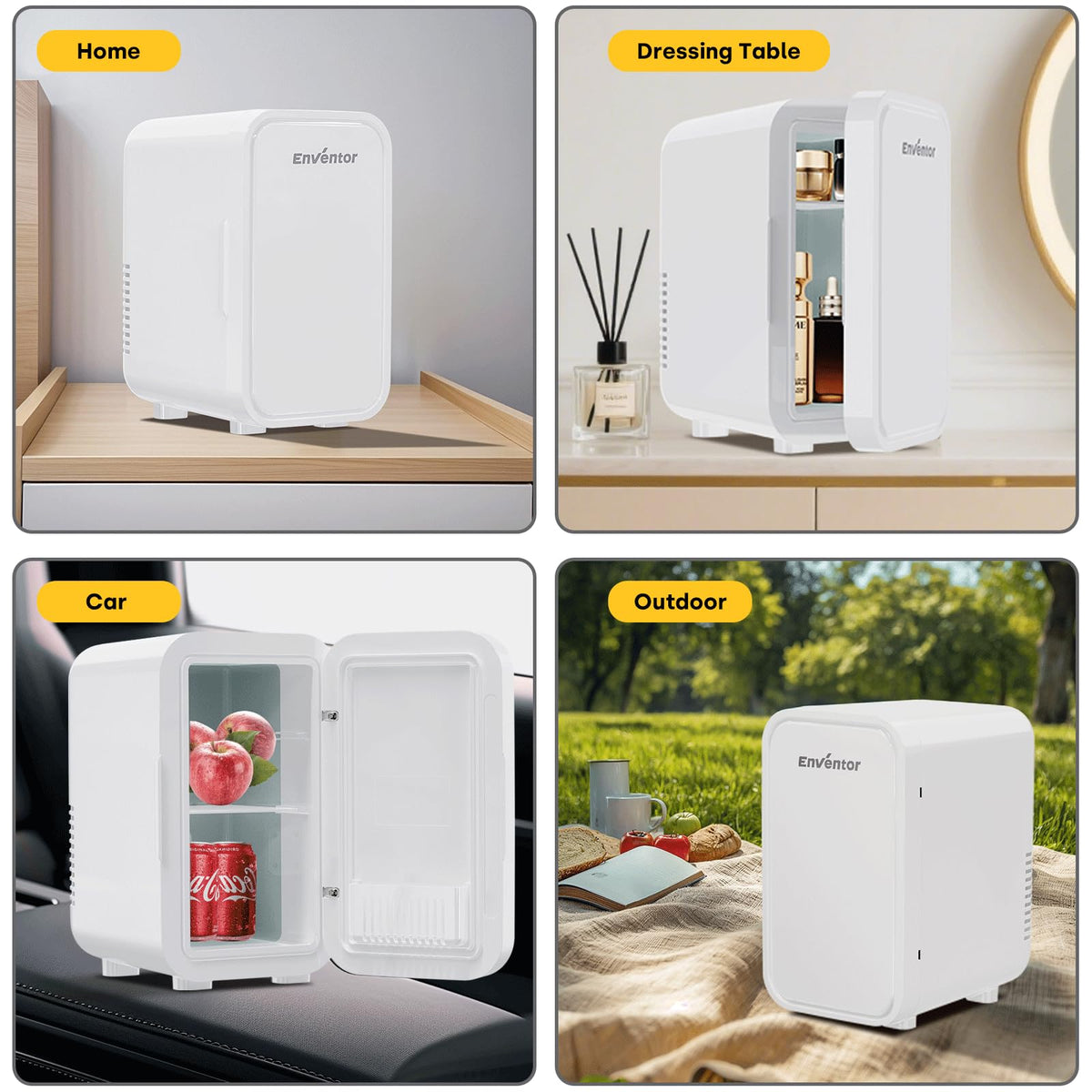 Enventor Mini Fridge 6 Litre/ 8 Can, Portable Cooler and Warmer, AC+12V DC