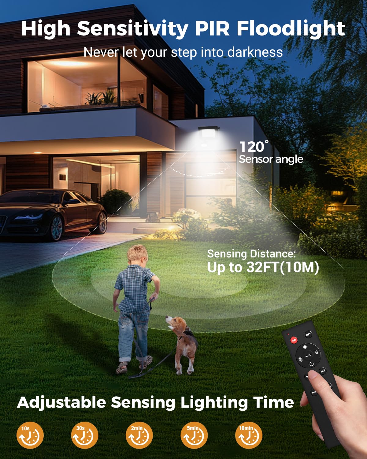 vighep Security Lights Outdoor Motion Sensor, 100W Led Pir Floodlight with Remote Control, 6500K Cold White IP66 Waterproof Outside Wall Light Mains Powered for Garage Backyard Garden Doorway