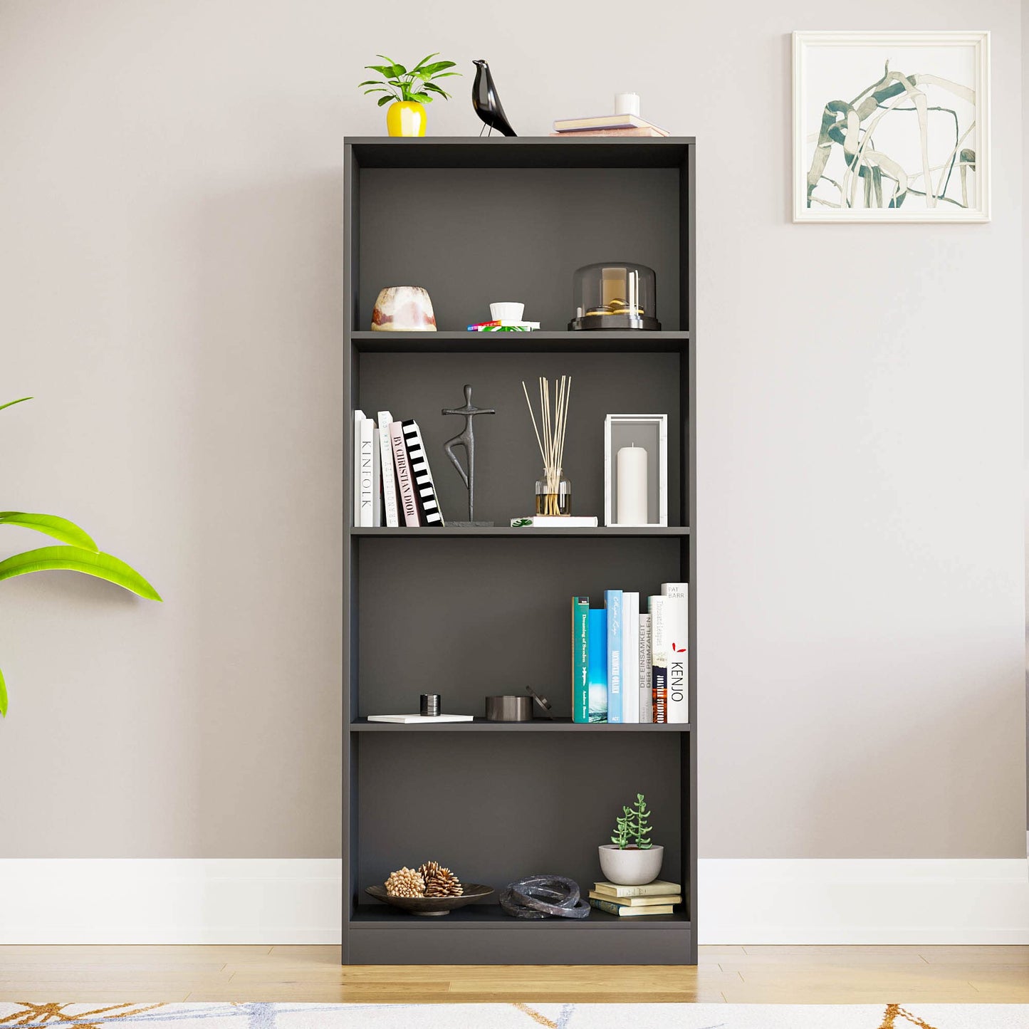 Vida Designs Cambridge 3 Tier Low Bookcase, White Wooden Shelving Display Storage Unit Office Living Room Furniture