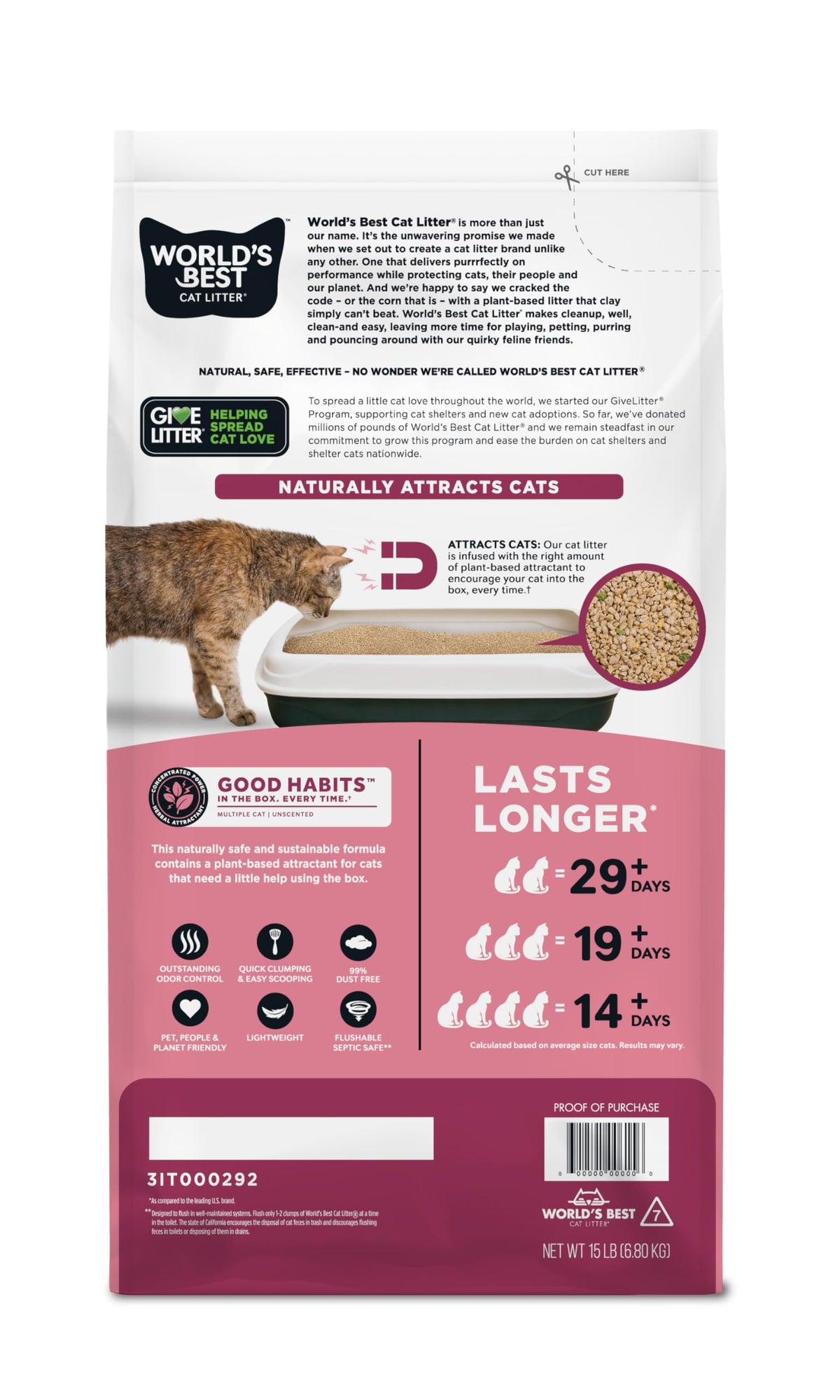 WORLD'S BEST CAT LITTER Comfort Care Unscented, 28-Pounds