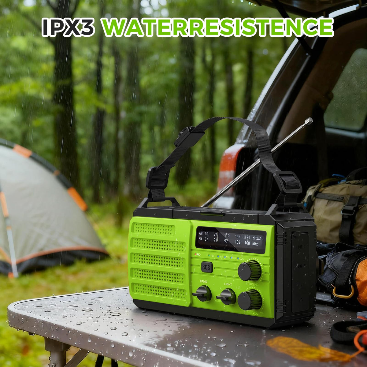 8000mAh Emergency Wind Up Radio, Hand Crank Solar, AM/FM Radio with 3-Mode Flashlight, 2-Mode Reading Lamp, SOS Alarm with USB Phone Charger for Emergency Outdoor