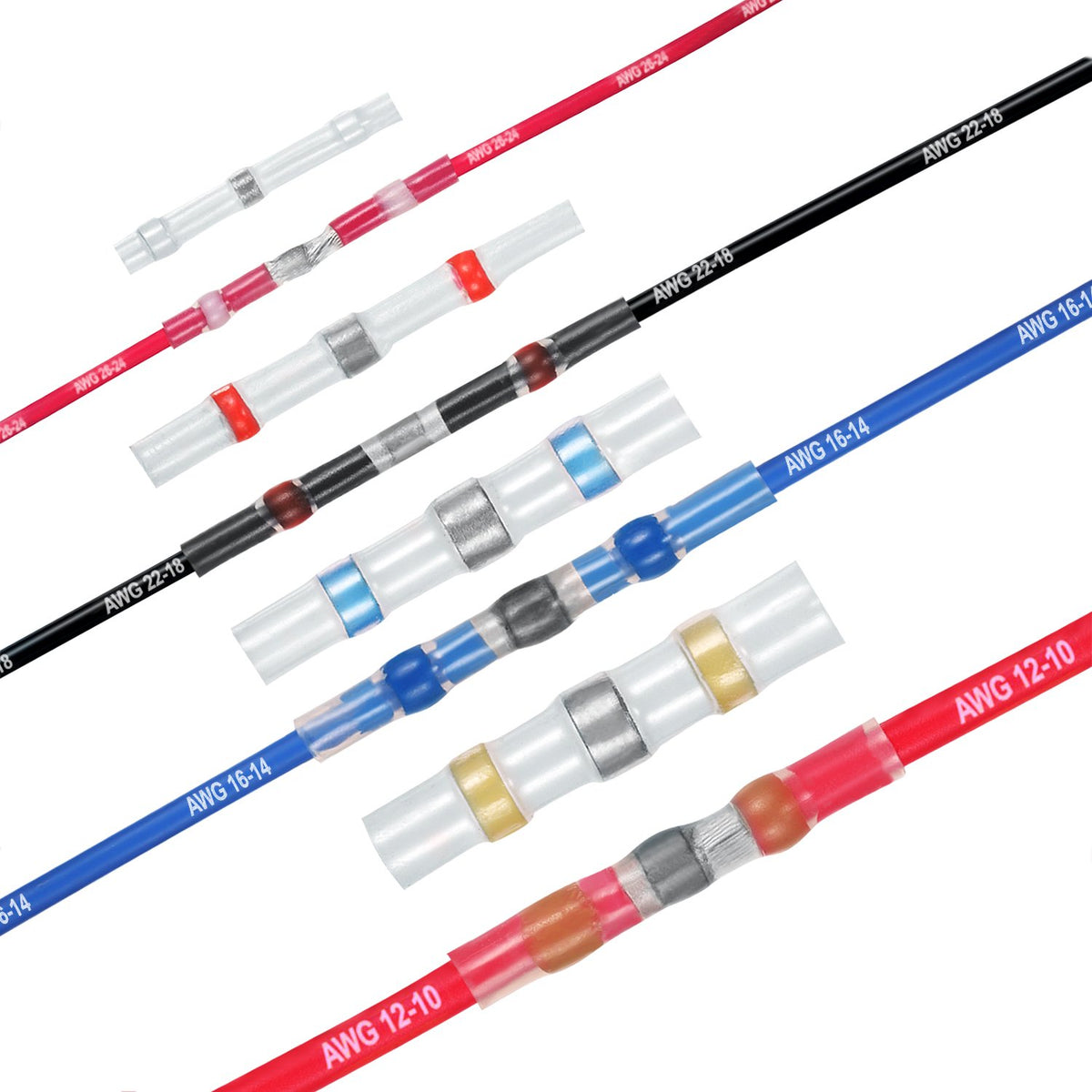Kuject Heat-Shrink Tubing Set - 200 Pieces, Waterproof & Crimp Connector for Automotive, Marine & Boat