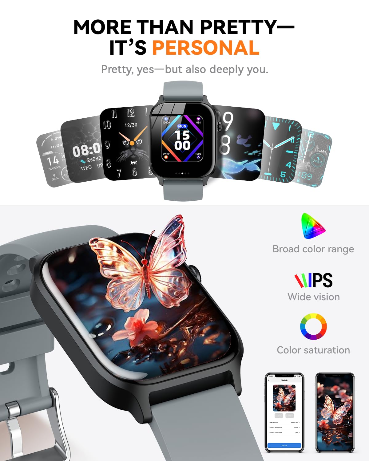 Smart Watch for Men Women- Answer/Make Call, 2024 IP68 Waterproof Fitness Tracker Watch with Sleep Step Counter Activity Smartwatch for Samsung Android iPhone iOS (Black-Blue, 1.83)