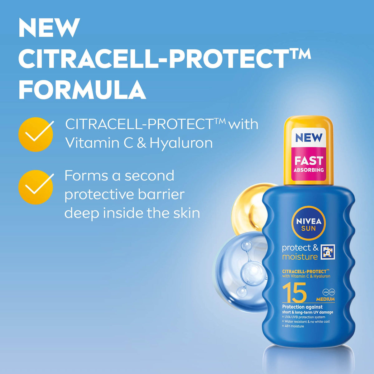 NIVEA SUN Protect & Moisture Sun Spray SPF 50+ (200ml), Moisturising Suncream Spray with SPF 50+, Advanced Sunscreen Providing Immediate, Effective UVA + UVB Protection (Pack of 2)