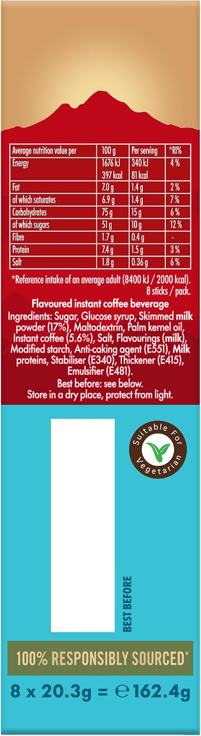 Kenco Iced Hot Salted Caramel Latte Sachets x8 (Pack of 5, Total 40 Sachets)