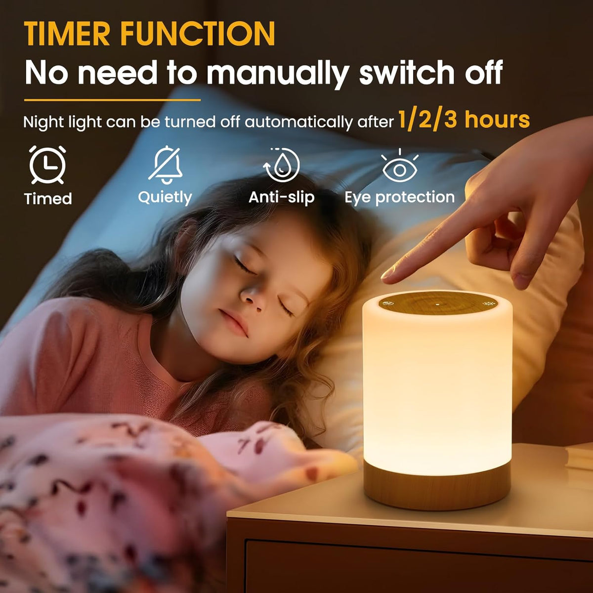ONEWAY Night Light, LED Touch Bedside Lamp with 256 RGB & Timer & Memory