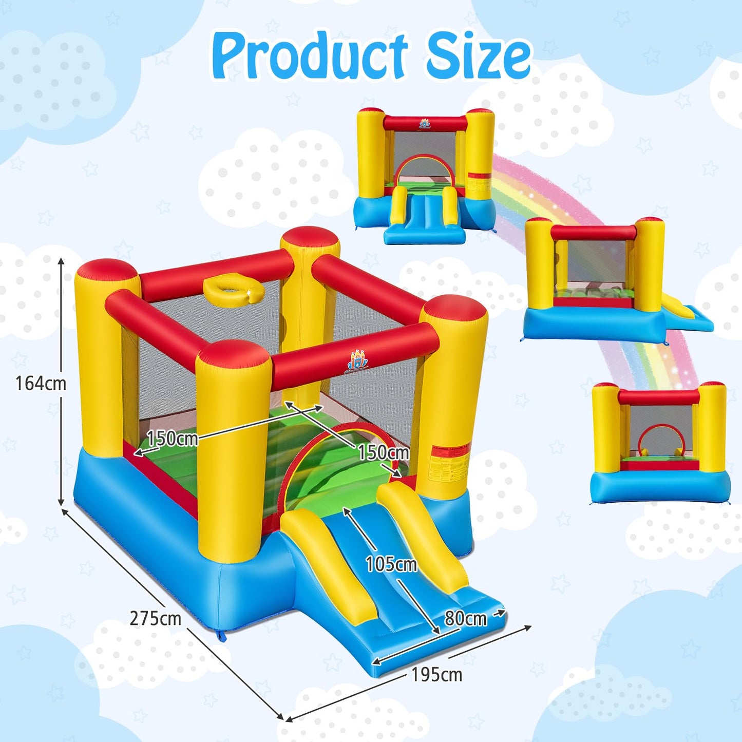 Maxmass Kids Inflatable Bouncy Castle with Slide & Basketball Hoop — 297x203x189cm | Ages 6-14