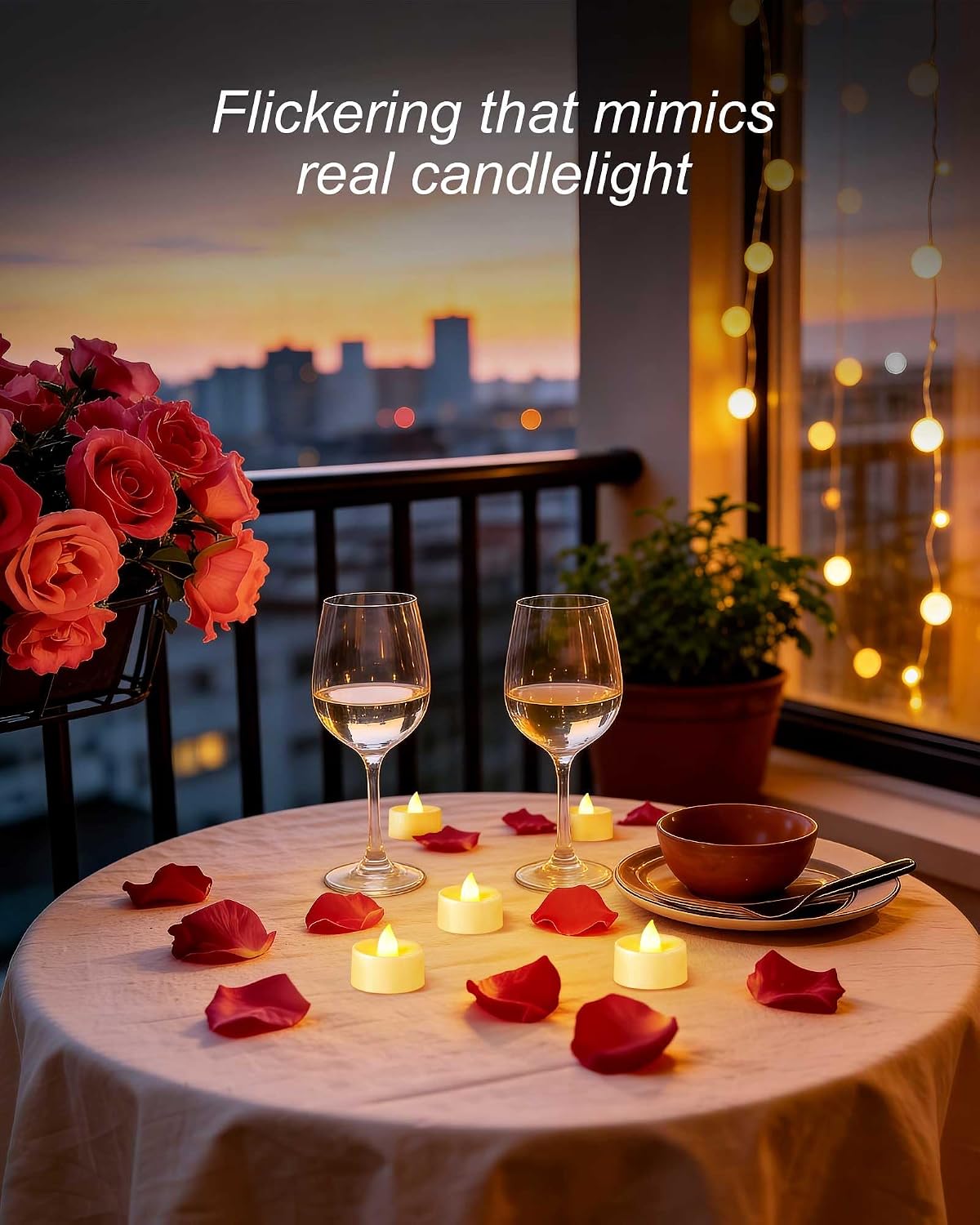 Homemory Led Battery Operated Tea Lights, Fake Electric Flickering Candles