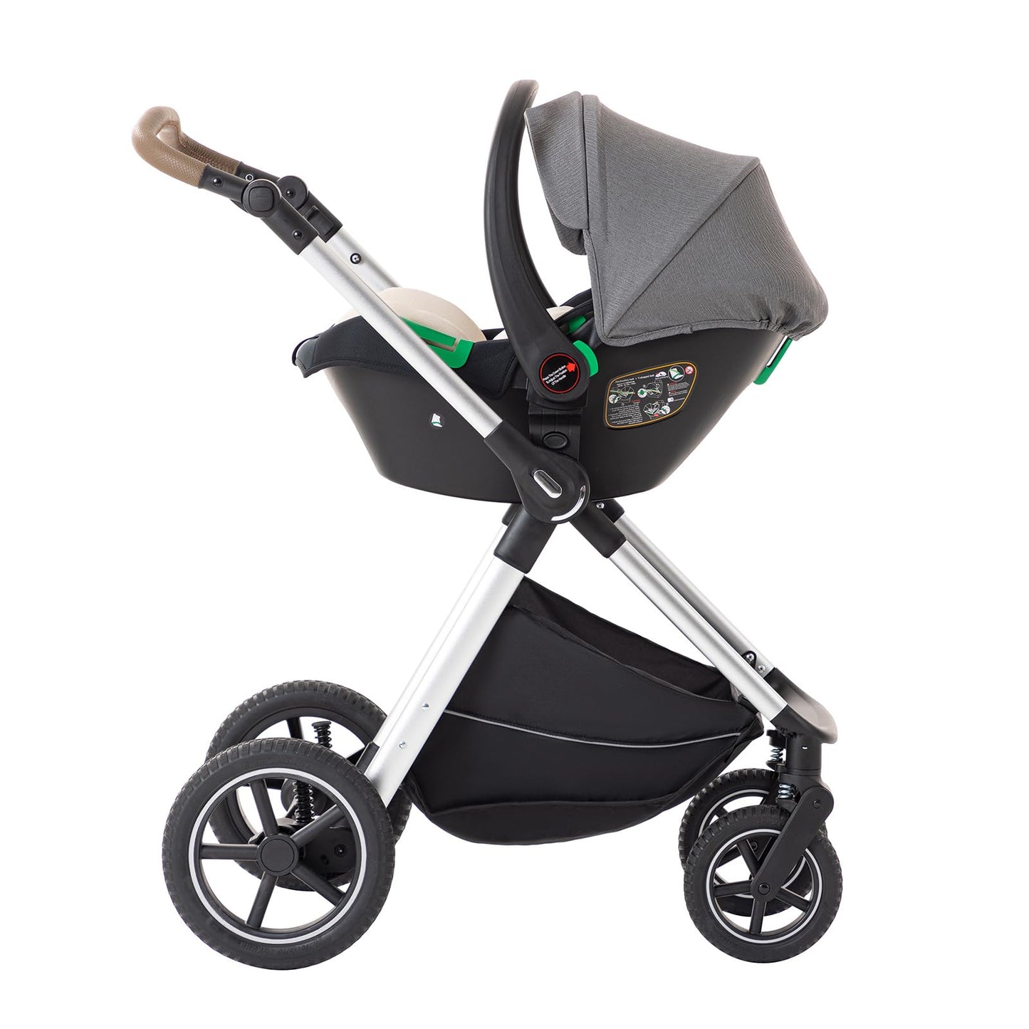 BEBBY Stroller 3-in-1 Baby 3 in 1 with Seat with Foldable Aluminium Frame, Compact Stroller with Adjustable Armrests, Combined Strollers,High Landscape Travel Pushchair (gen-H9-PINK, H9)