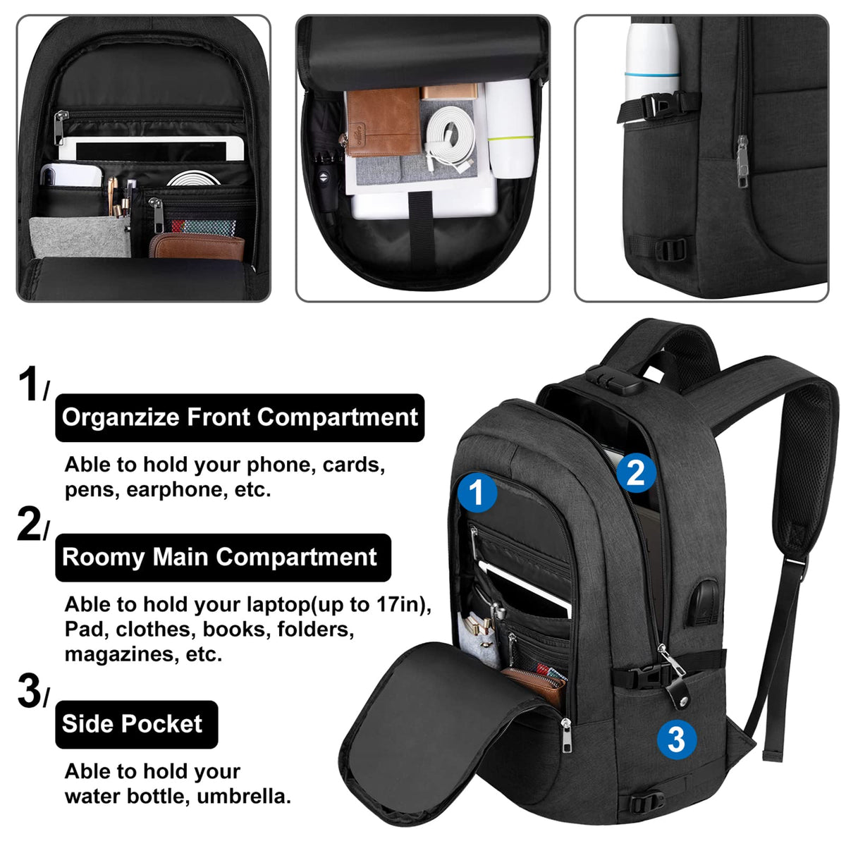 VSNOON Anti-Theft Laptop Backpack, 15.6-17.3 inch Business Laptop Bag