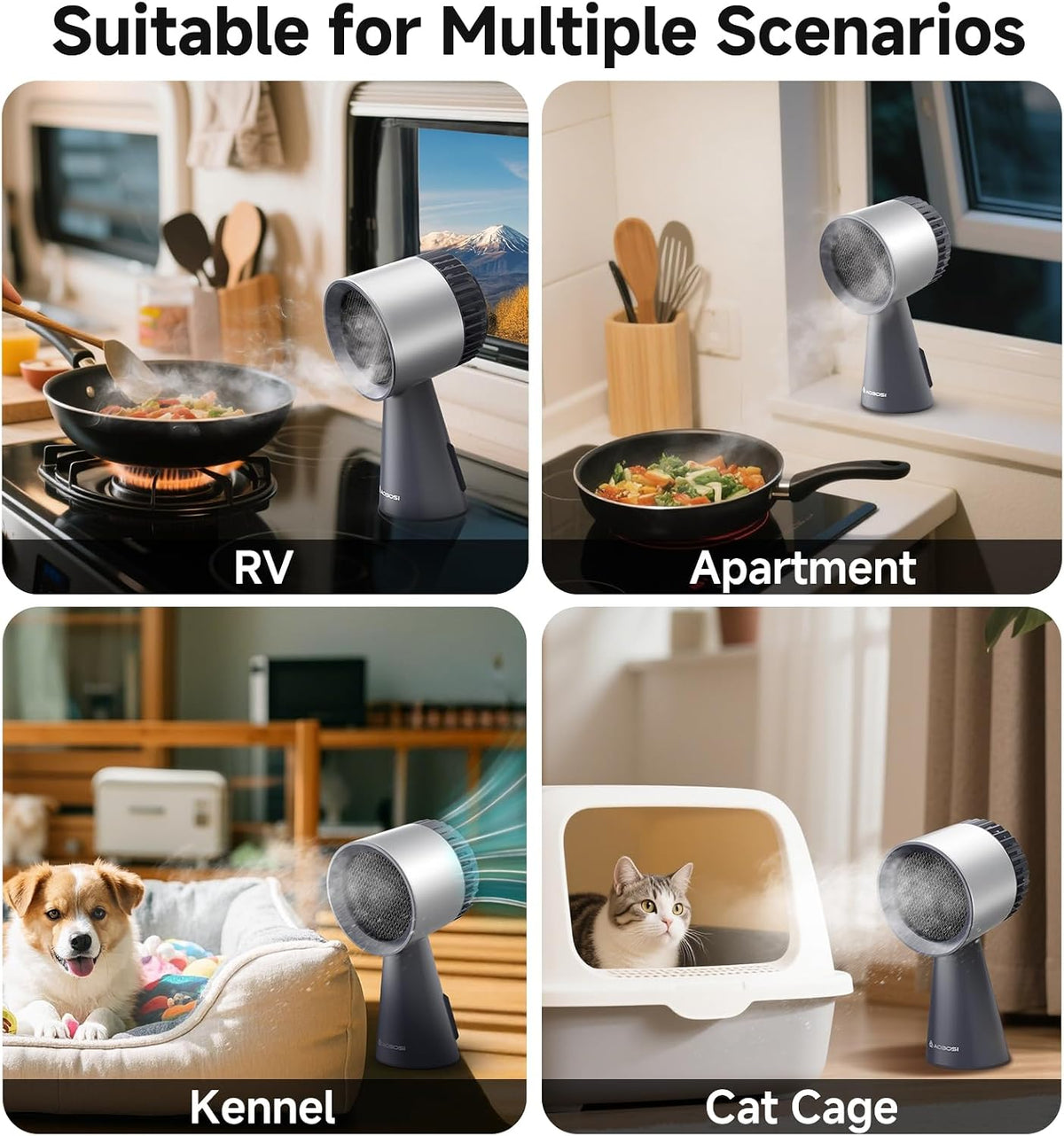 AAOBOSI Mini Cooker Hood, 3 Speed, with Replaceable Filter, Stainless Steel