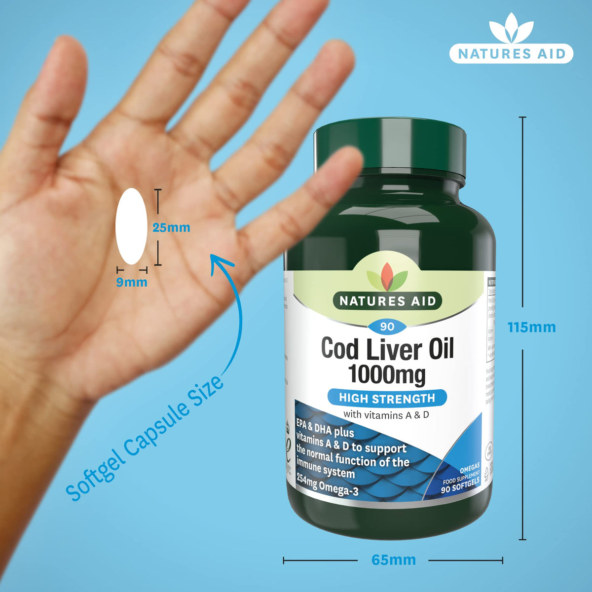 Natures Aid Cod Liver Oil 1000mg – 180 Capsules