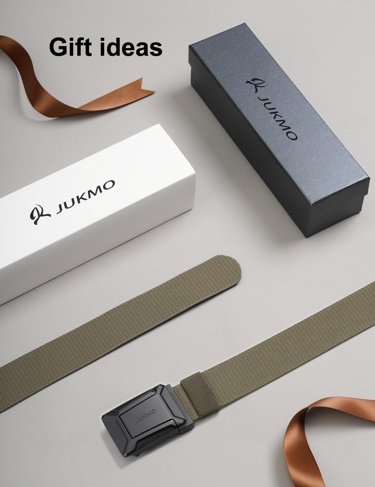 JUKMO Stretch Tactical Belt for Men, Military Work Rigger Hiking 1.5" Elastic Nylon Web Ratchet Quick Release Belt in Gift Box