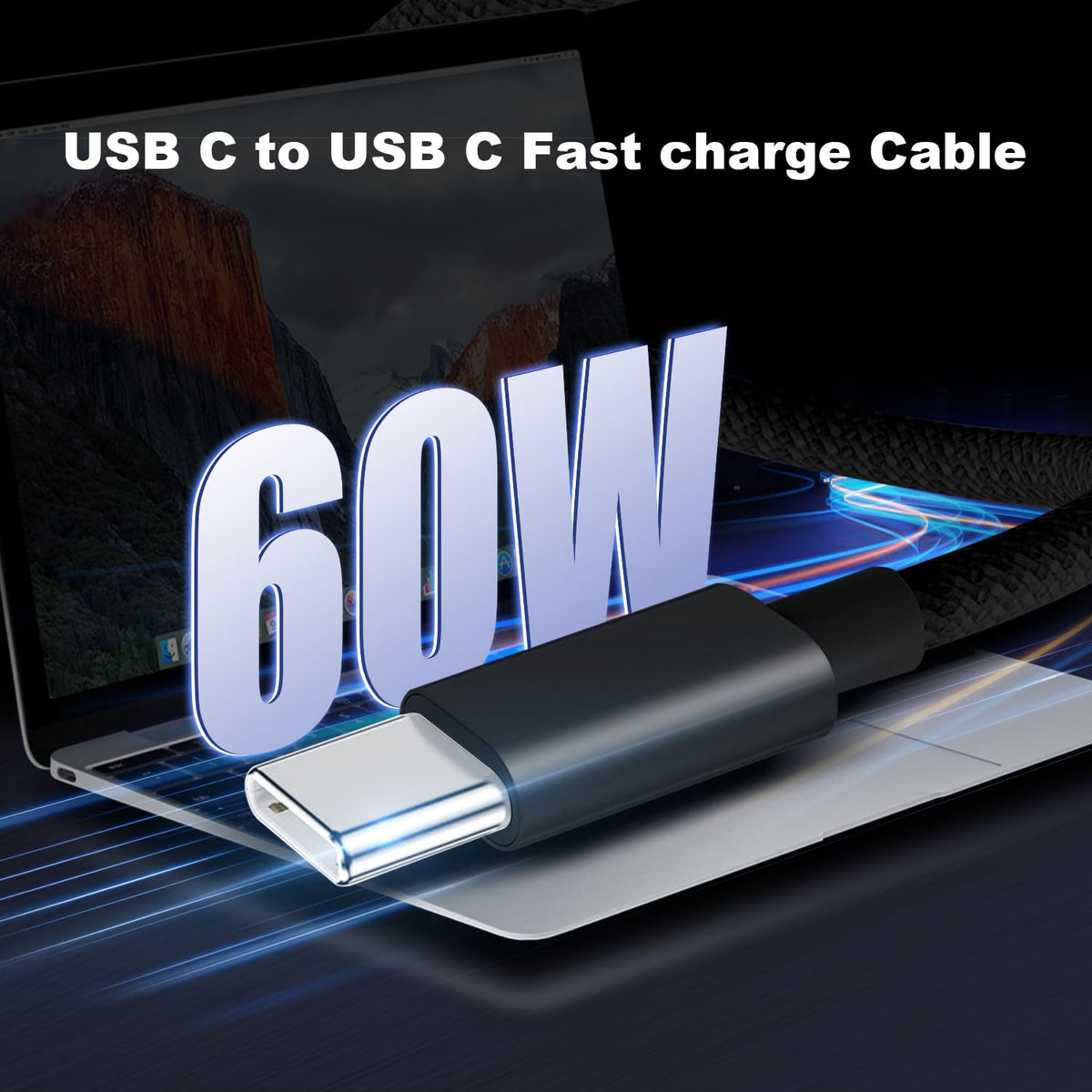 USB C to USB C Charger Cable 2M 2Pack, 60W Nylon Braided USB C to C Cable Original Fast Charge Type C Data Cable for iPhone 18 Pro Max/Duo/Fold/17e/17Air/16/Plus, Samsung Galaxy S26 S25, MacBook Air