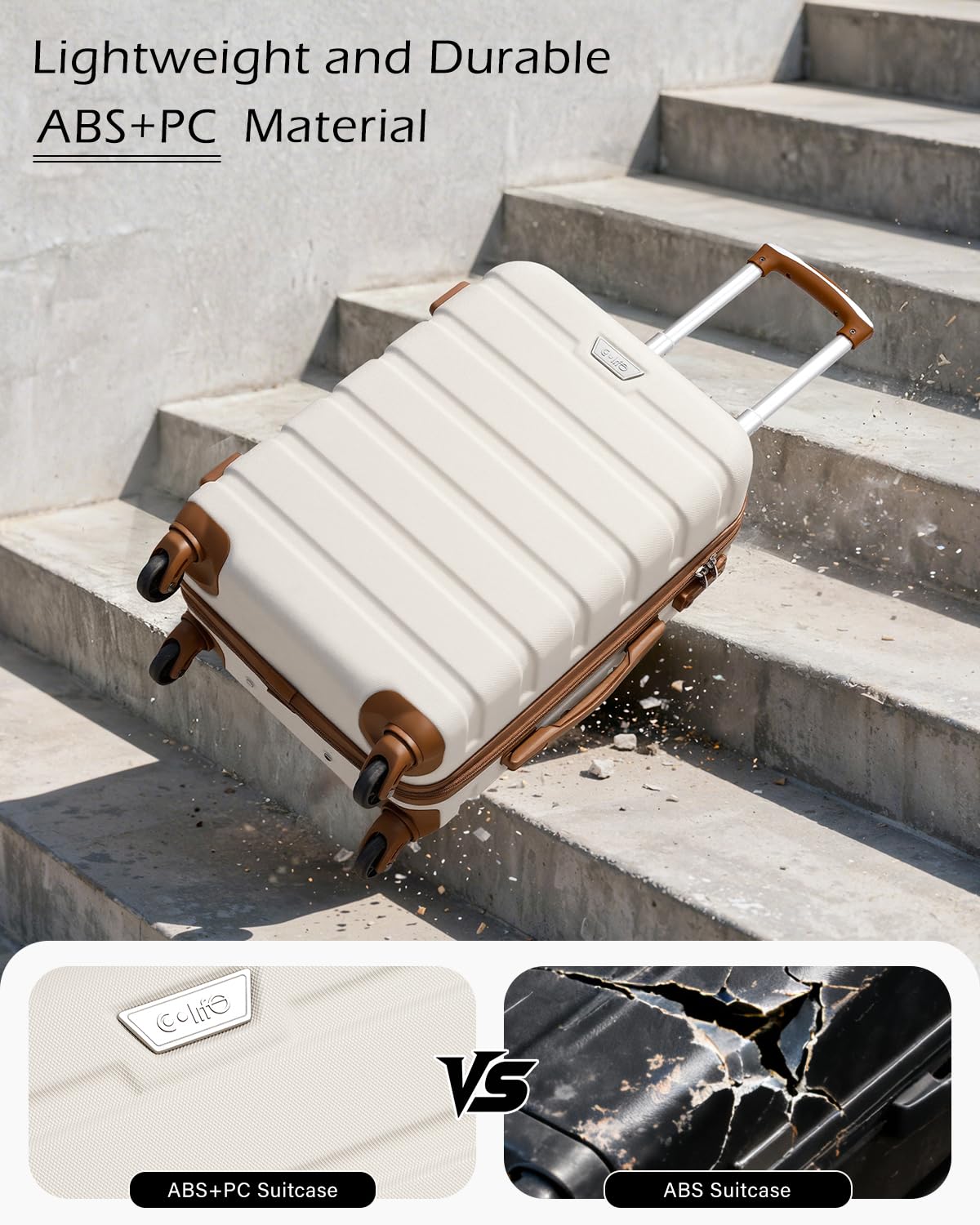 COOLIFE 28 Inch Large Suitcase, ABS+PC, Lightweight Hard Shell Luggage