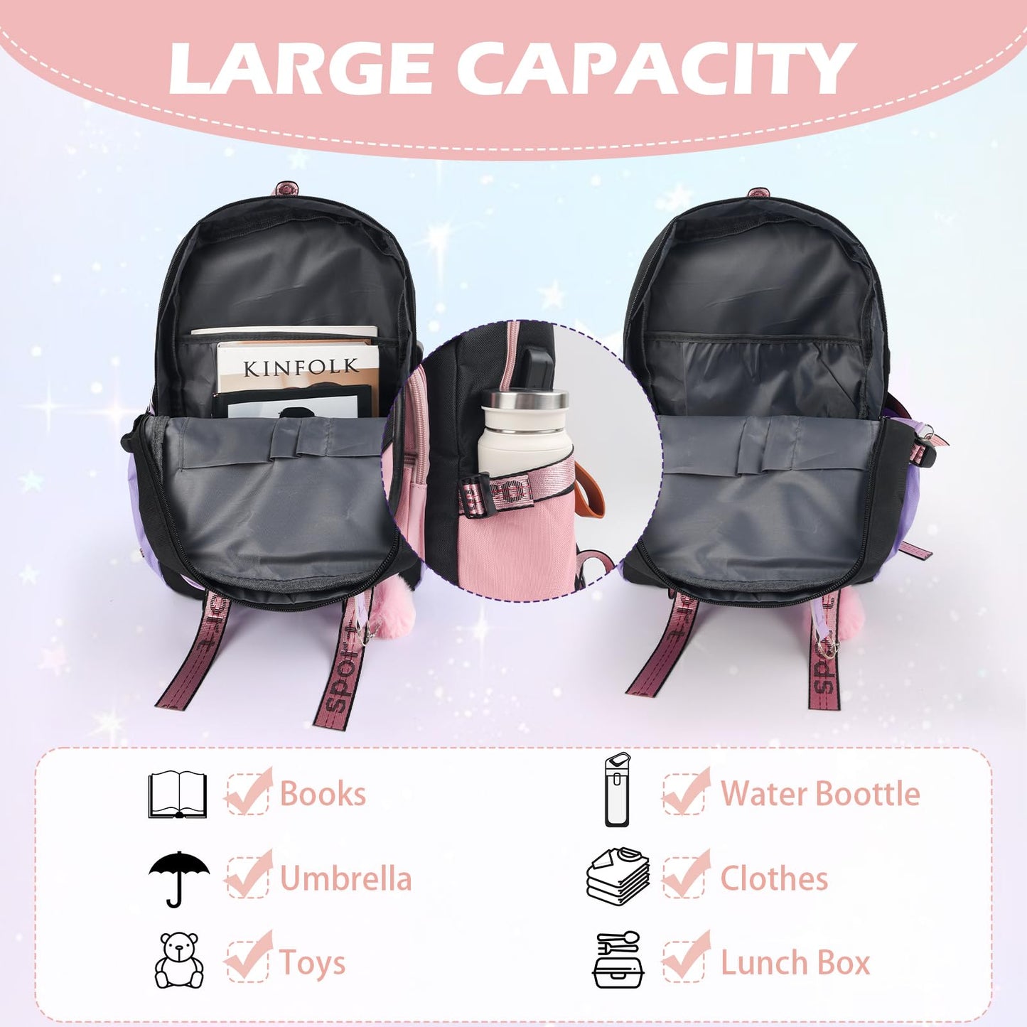 yumcute De-mn Backpack Kids, Teen Game School Bags, Children Primary Schoolbag, Children's School Backpack, 17 Inch Large Capacity Travel Rucksack Waterproof Boys Girls Book Bags for Aged 3-12 Years