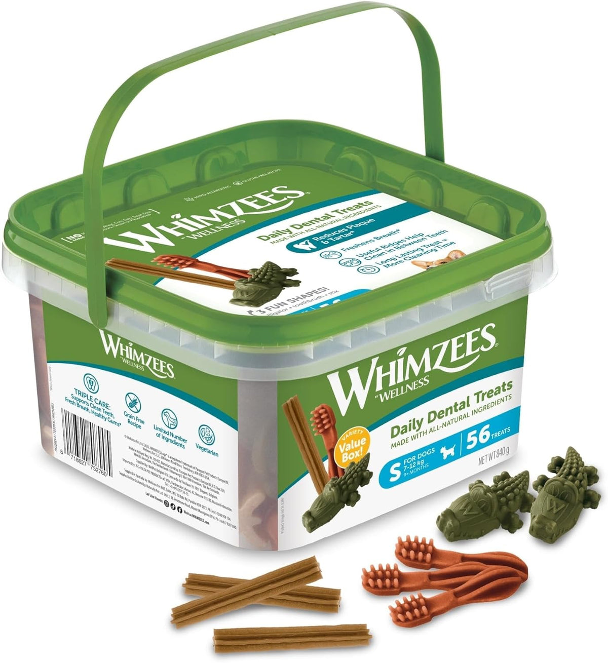 WHIMZEES Variety Box Dental S, 56 Pieces – Mixed Shapes, Size S