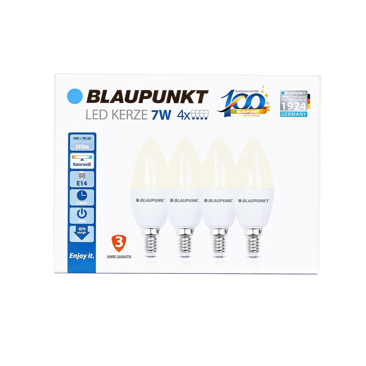 Blaupunkt E14 LED Light Bulb Candle Shape – 10W (Equivalent to 80W - 100W), 820 Lumens, 4000K Neutral White LED – Non‑Dimmable, E14 Screw Base, Energy‑Efficient Home Lighting – Pack of 1