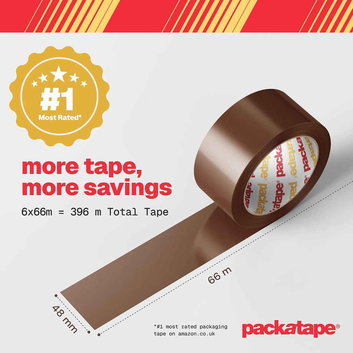 Packatape - 6 Rolls Per Pack 48MM x 66M Brown Packaging Tape for Parcels and Boxes. This 6 rolls pack of Heavy Duty Brown Packing Tape Provides a Strong, Secure and Sticky Seal for your Boxes