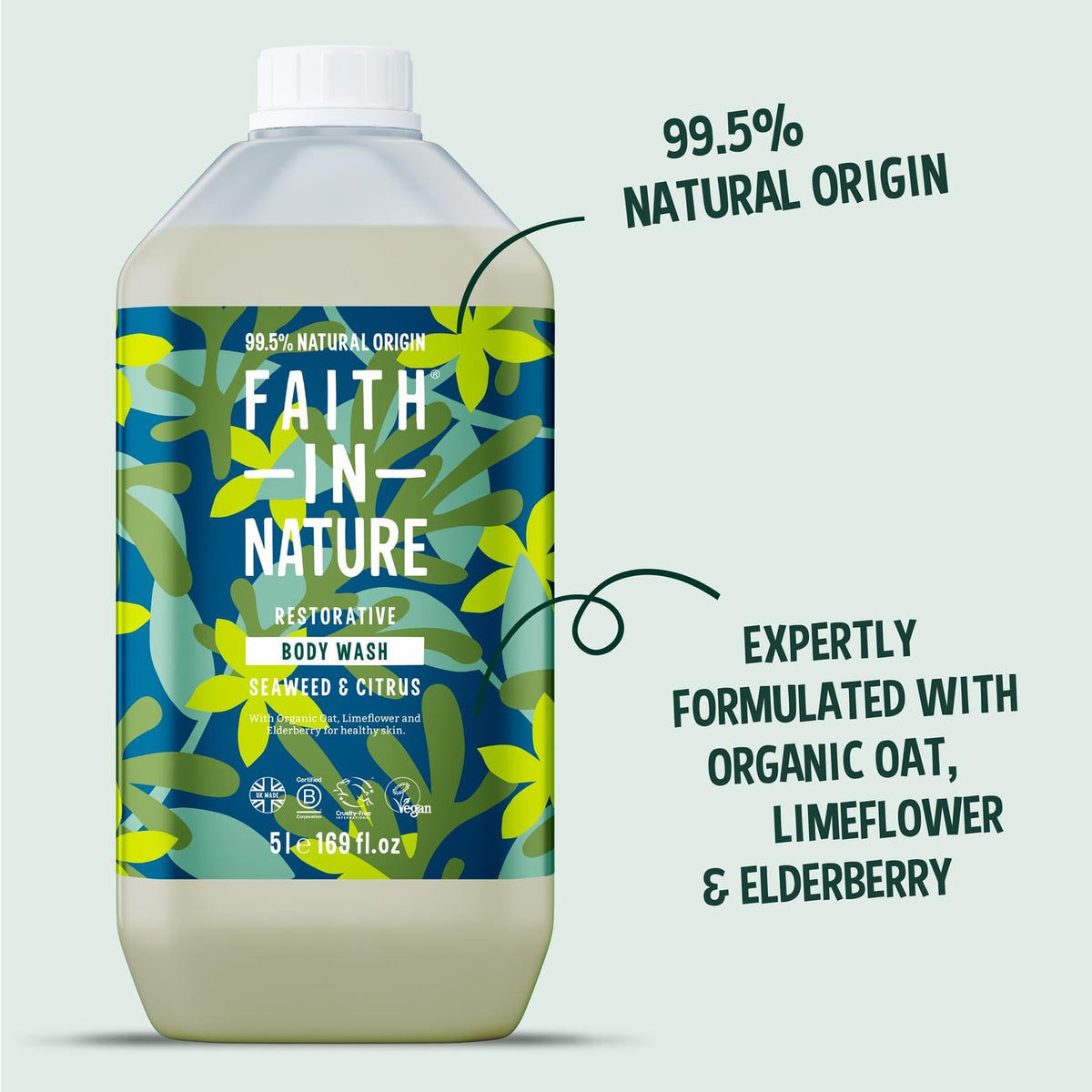 Faith In Nature Natural Fragrance Free Body Wash, Sensitive, Vegan and Cruelty Free, No SLS or Parabens, 400 ml