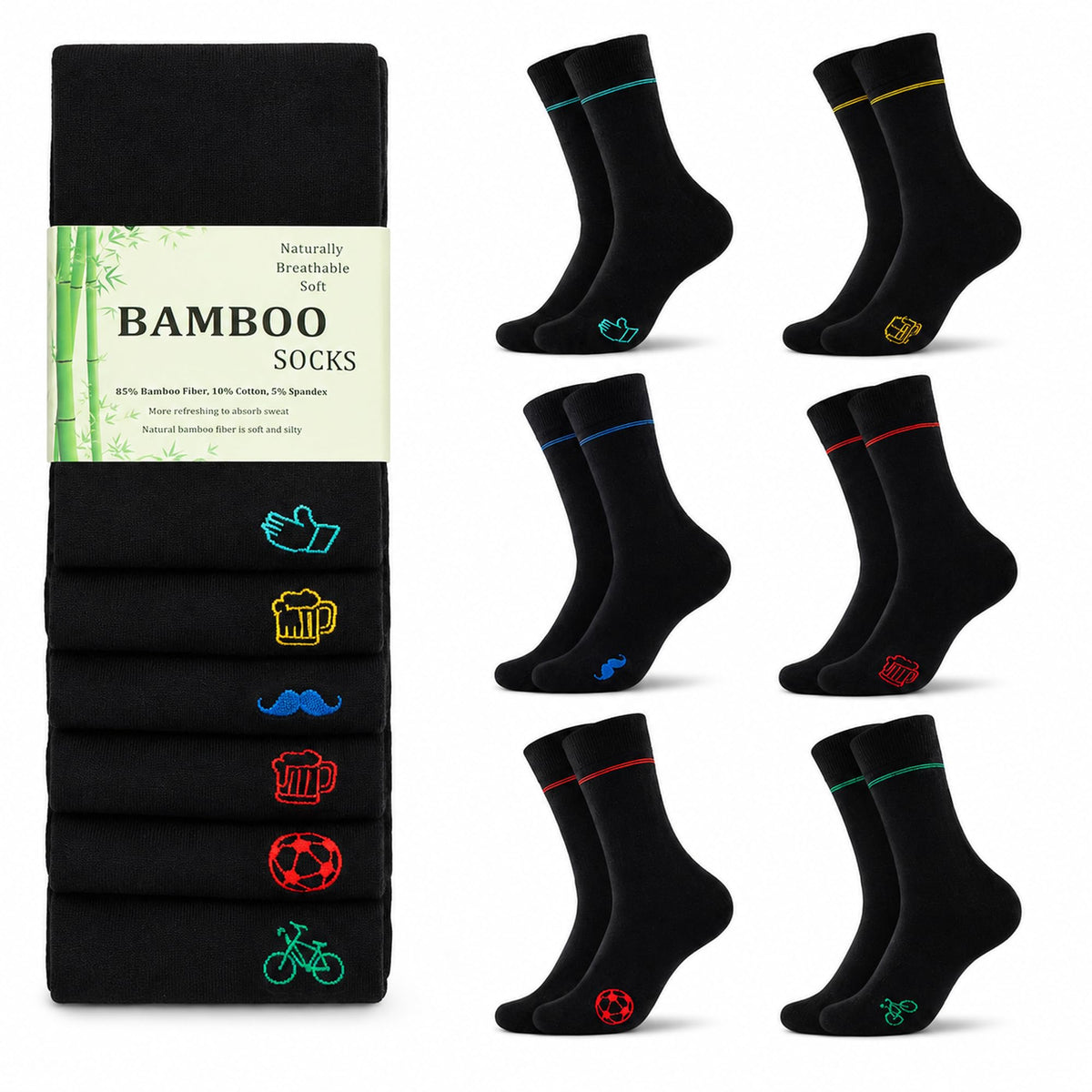 WeciBor Men's Bamboo Seamless Socks 6/12 Pack