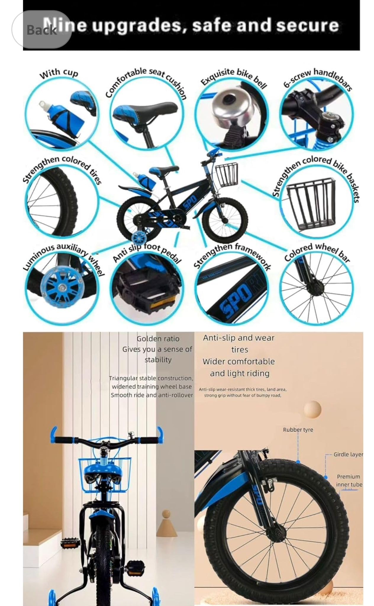 Kids Sport Bike, Tourer, Bicycle, Cycling, Boys Cycle, 12" 14" 16" 18" 20" Children’s Bicycle, Child Bikes, Adjustable Sport Bike 2-12 Years Old, Stabilisers,