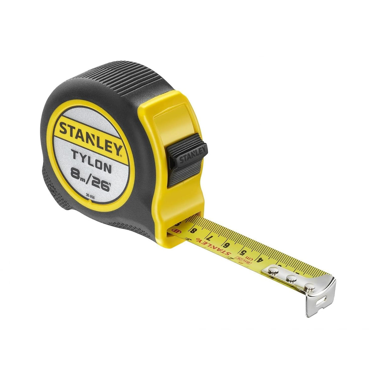 STANLEY 8m/26ft Tylon Tape Measure with TRU-ZERO Anchor Hook, Retractable, High Visibility Tape Measure, 8m x 25mm, 0-30-656